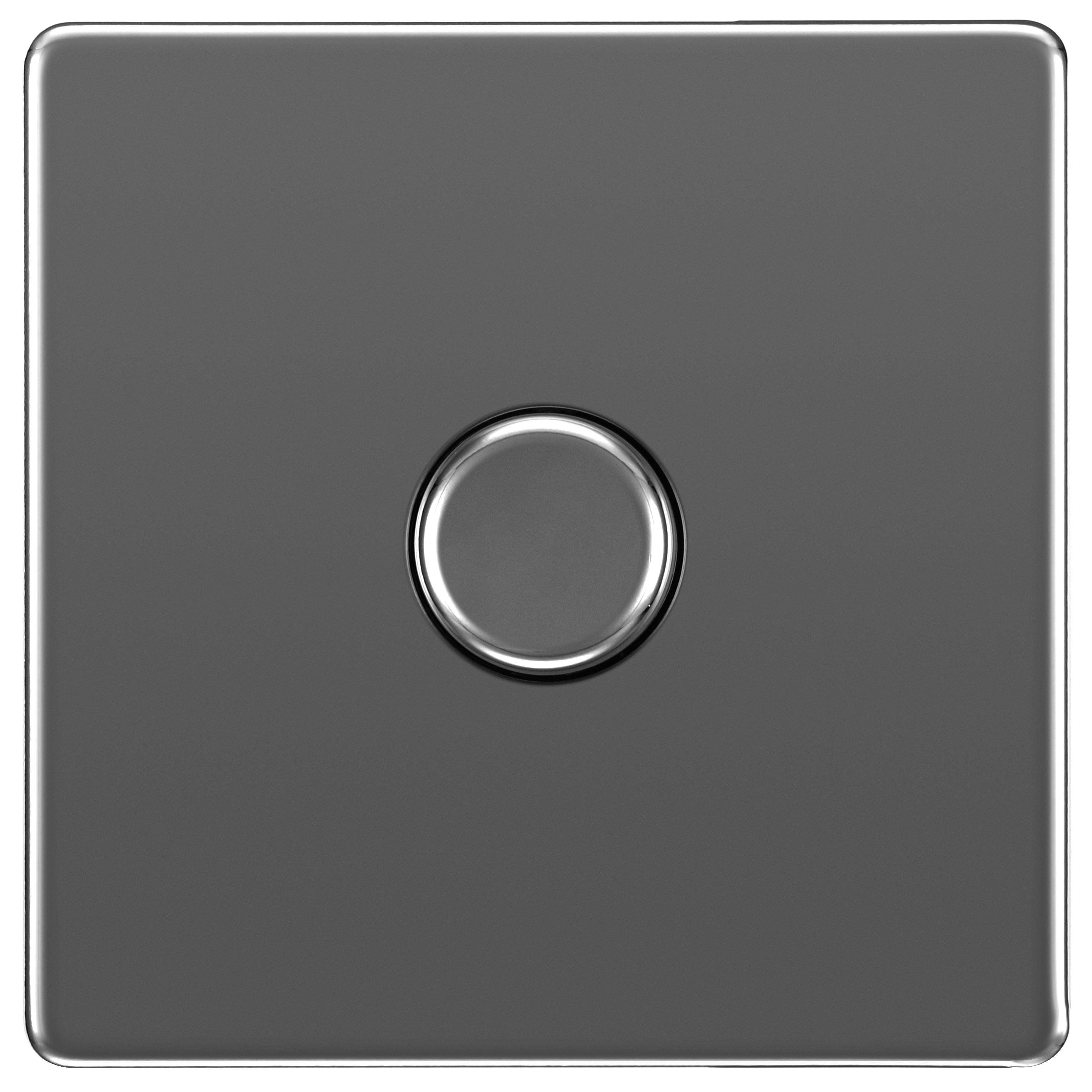 BG 400W Screwless Flat Plate Single Dimmer Switch, 2-Way Push On/Off - Black Nickel