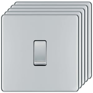 BG 10Ax Screwless Flat Plate Single Switch 2 Way 5 Pack - Polished Chrome