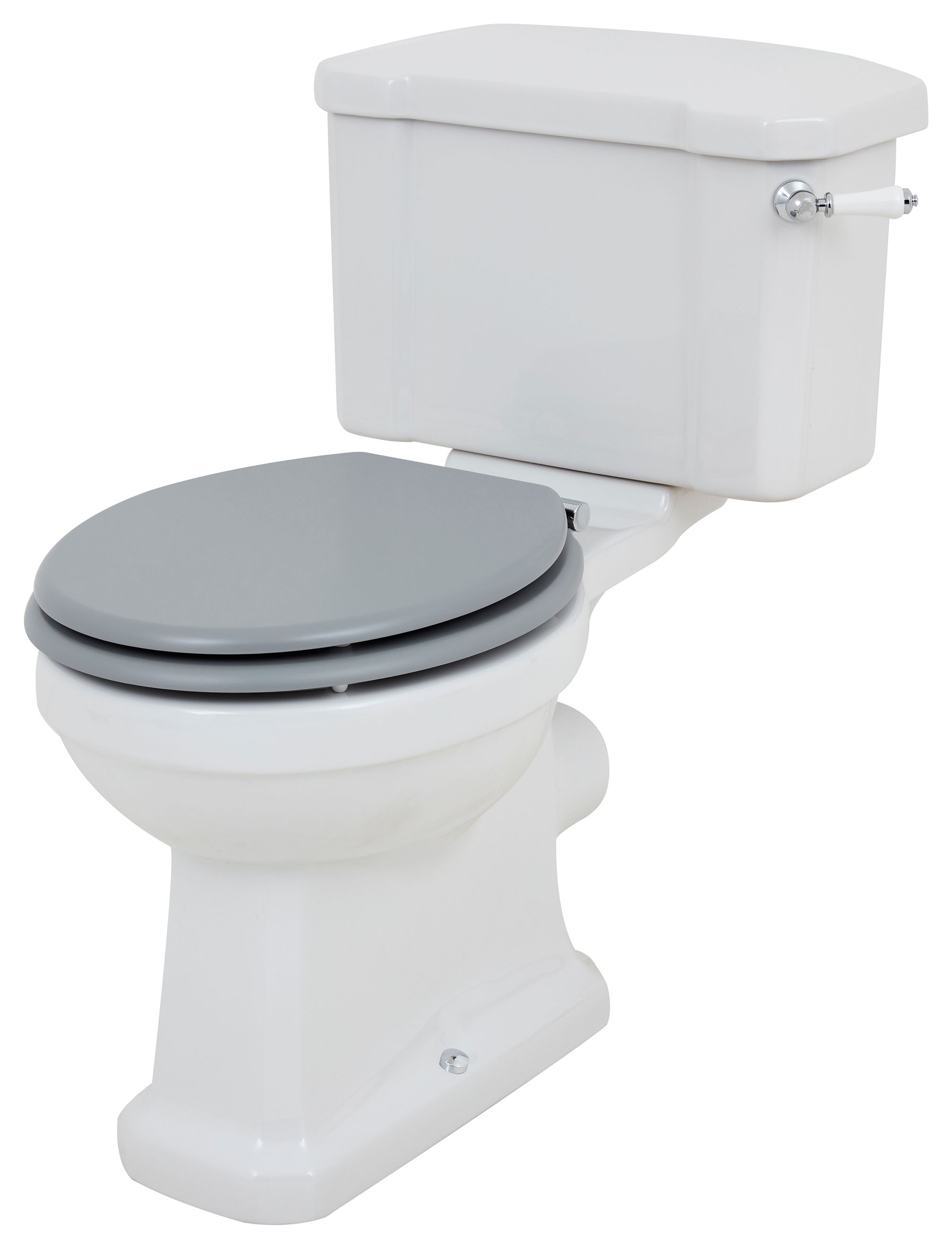 Wickes Oxford Traditional Close Coupled Toilet Pan, Cistern & Grey Soft Close Seat