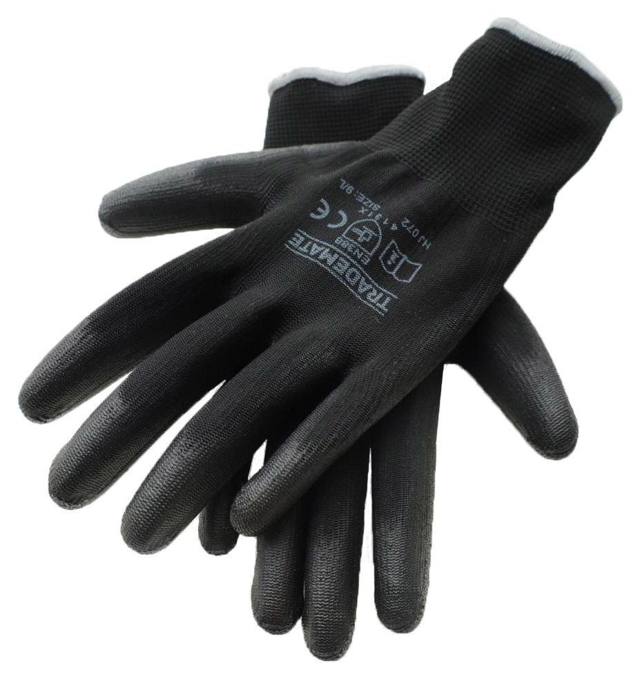 Trademate Black PU Palm Dip Glove - Large Size 9