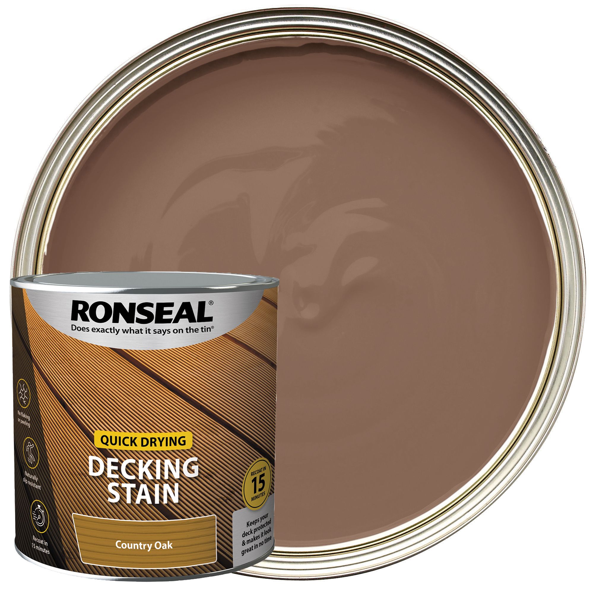 Ronseal Country Oak Quick Drying Decking Stain - 2.5L