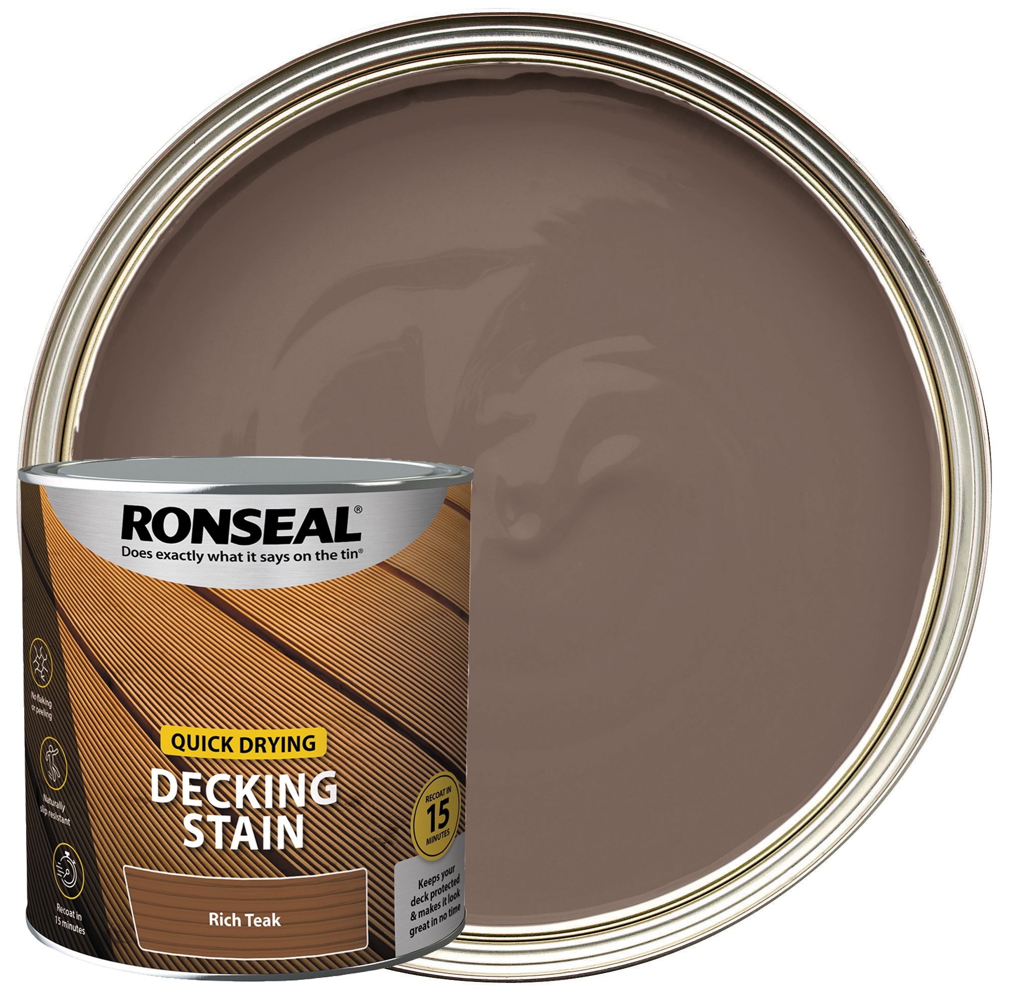 Ronseal Rich Teak Quick Drying Decking Stain - 2.5L