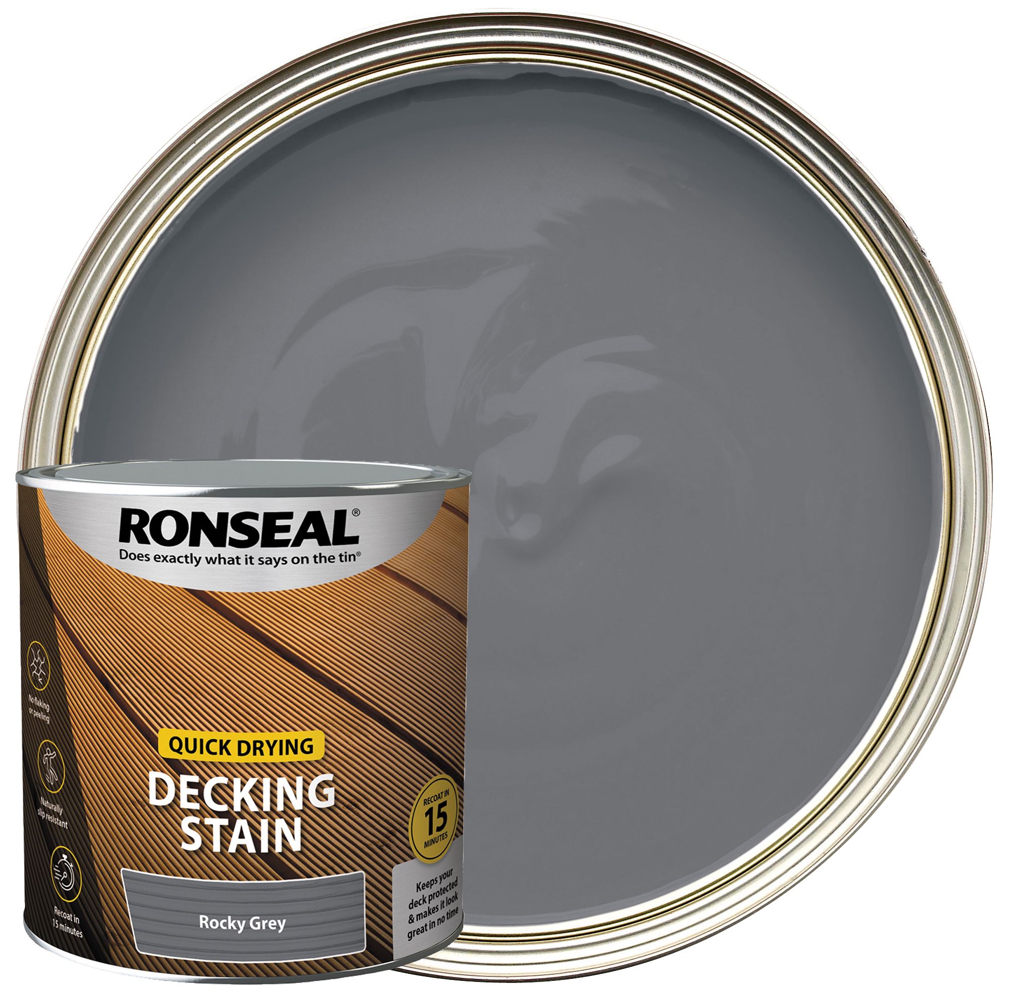 Ronseal Rocky Grey Quick Drying Decking Stain - 2.5L