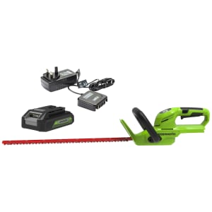 Greenworks Cordless Hedge Trimmer 24V with 2Ah Battery & Charger - 56cm
