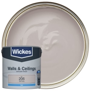 Wickes Vinyl Matt Emulsion Paint - Soft Grey No.206 - 2.5L