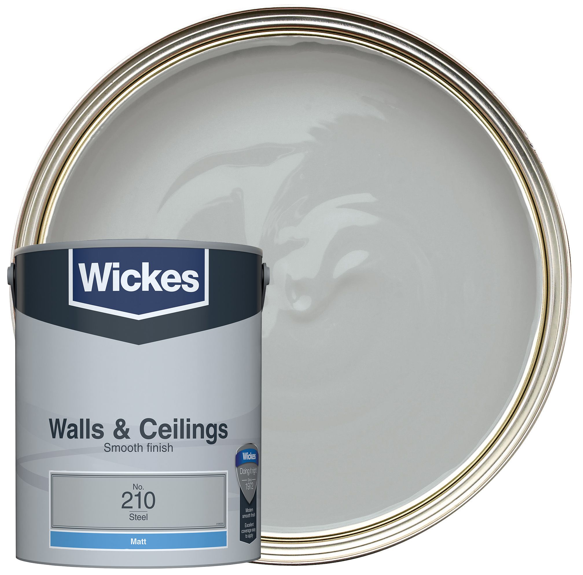 Wickes Vinyl Matt Emulsion Paint - Steel No.210 - 5L