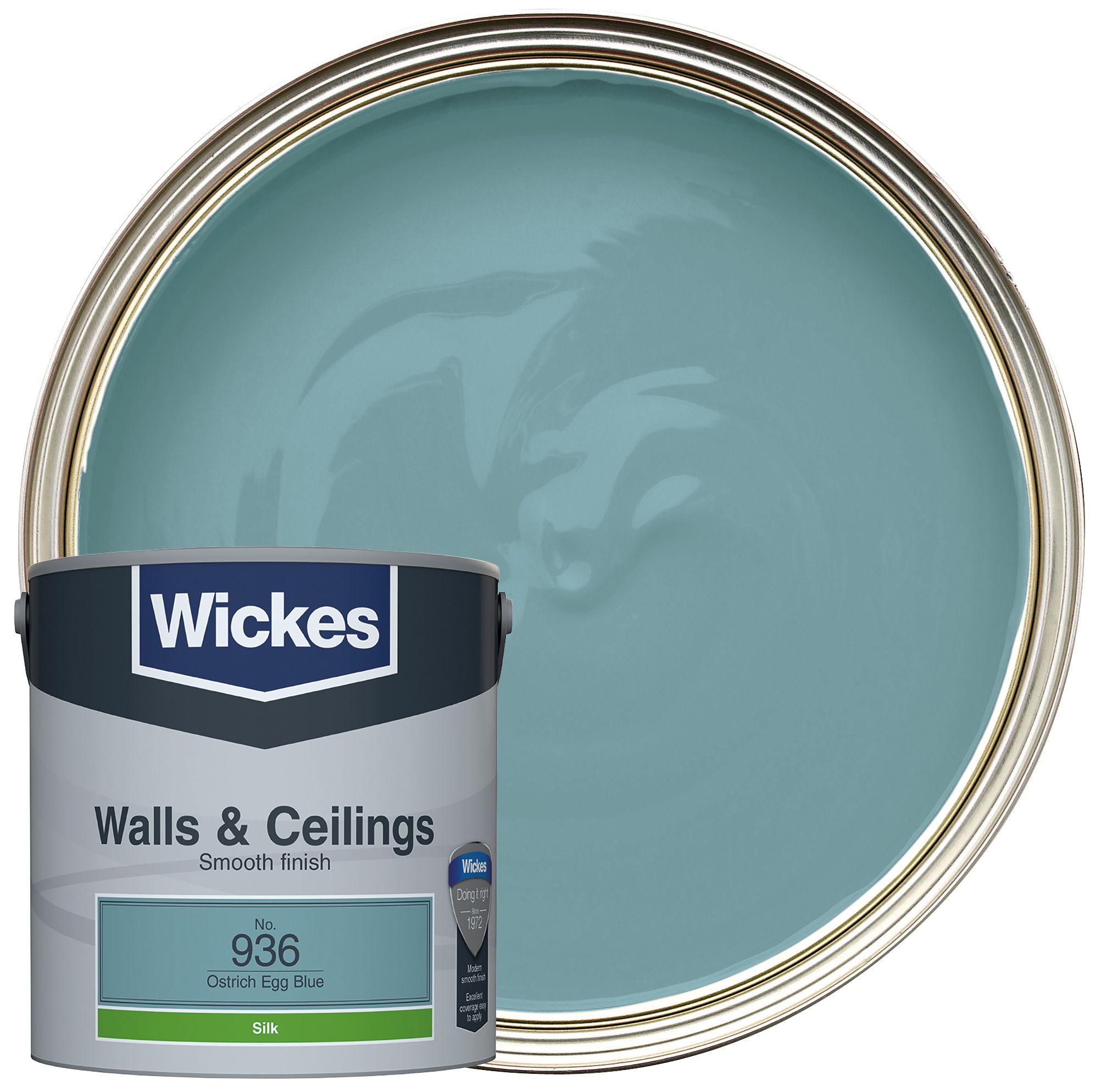 Wickes Vinyl Silk Emulsion Paint - Ostrich Egg Blue No.936 - 2.5L
