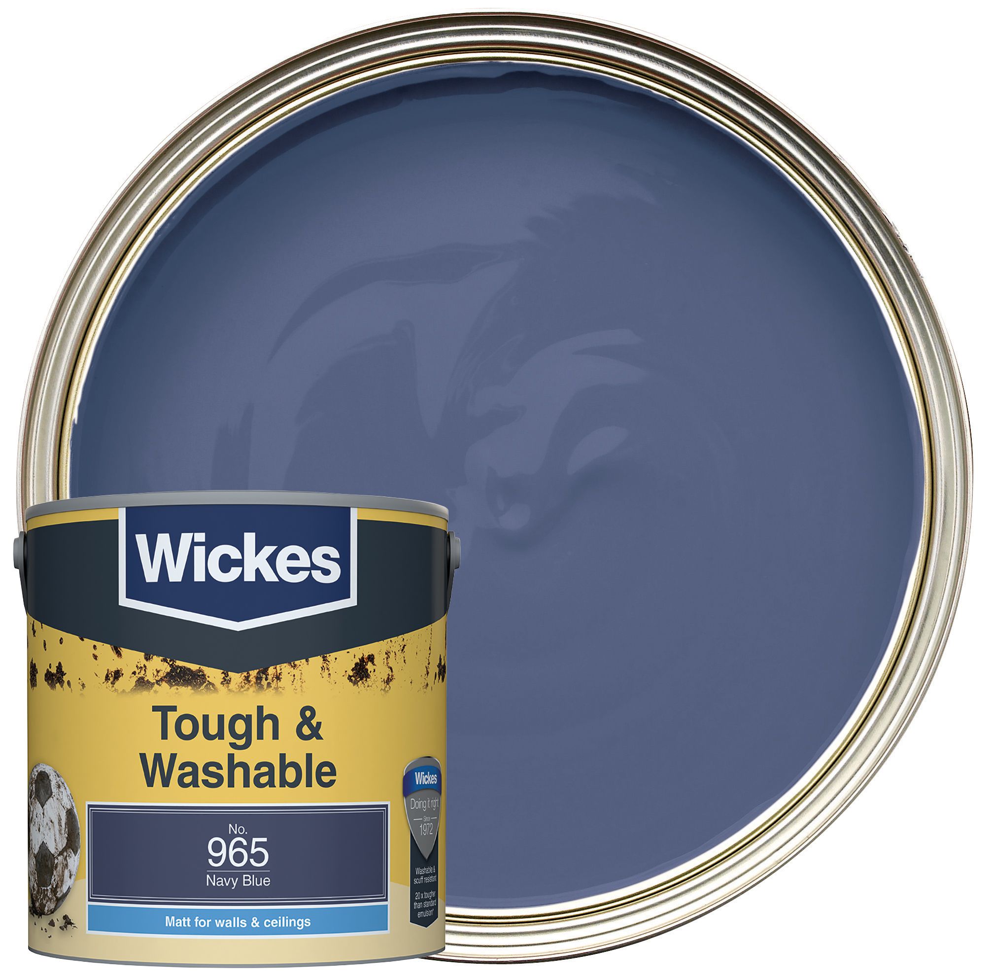 Wickes Tough & Washable Matt Emulsion Paint - Navy Blue No.965 - 2.5L
