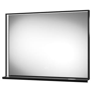 Sensio Hobart Colour Changing Matt Black LED Mirror with QI Charger - 800 x 600mm