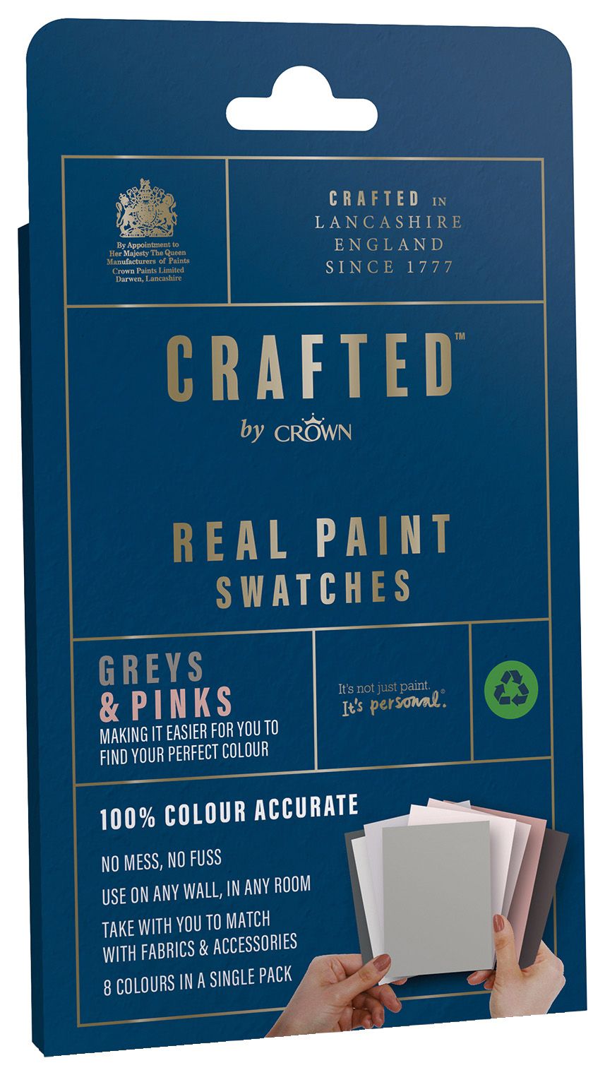 CRAFTED by Crown Flat Matt Real Paint Swatch - Grey & Pink - Pack of 8