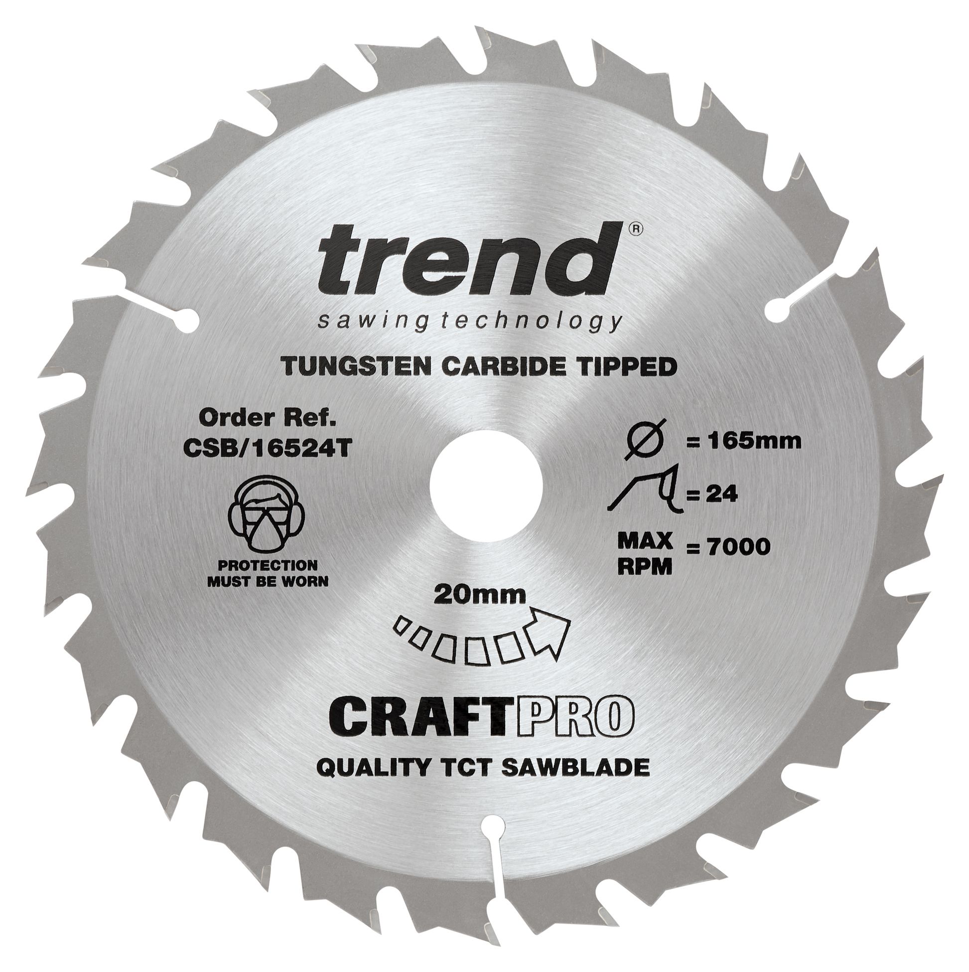 Trend CSB/16524T 24 Teeth Thin Cut Craft Circular Saw Blade - 165 x 20mm