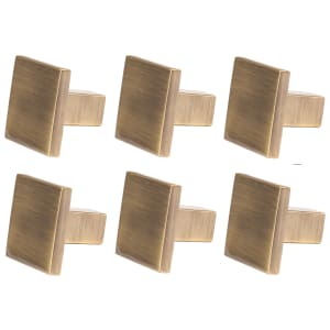 Square Cabinet Knob Antique Brass 30mm - Pack of 6