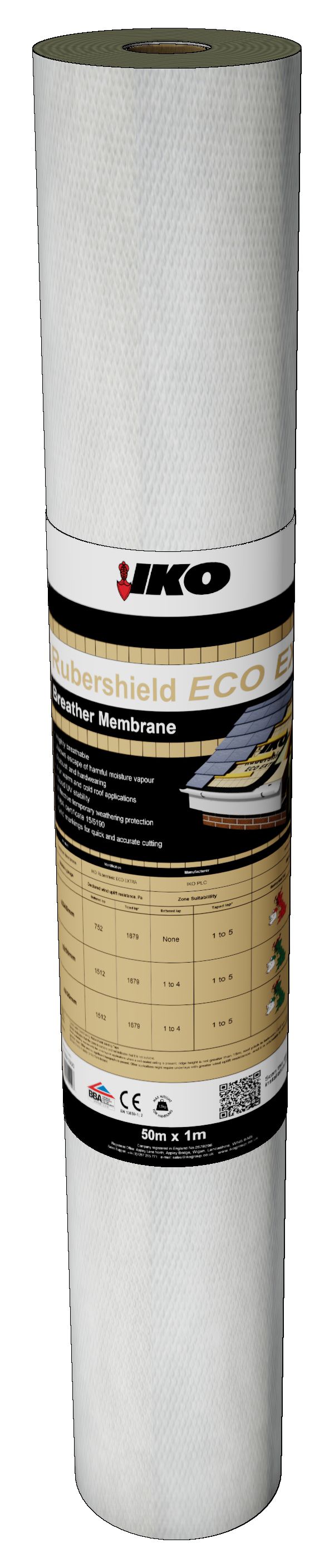 IKO Rubershield Eco Extra 120g/sqm Breather Membrane - 50 x 1m