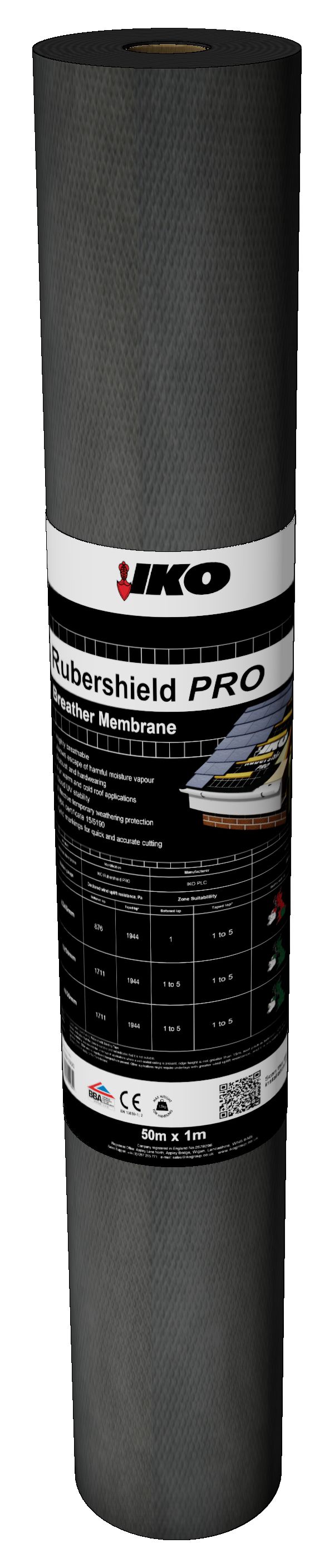 IKO Rubershield Pro 140g/sqm Breather Membrane - 50 x 1m