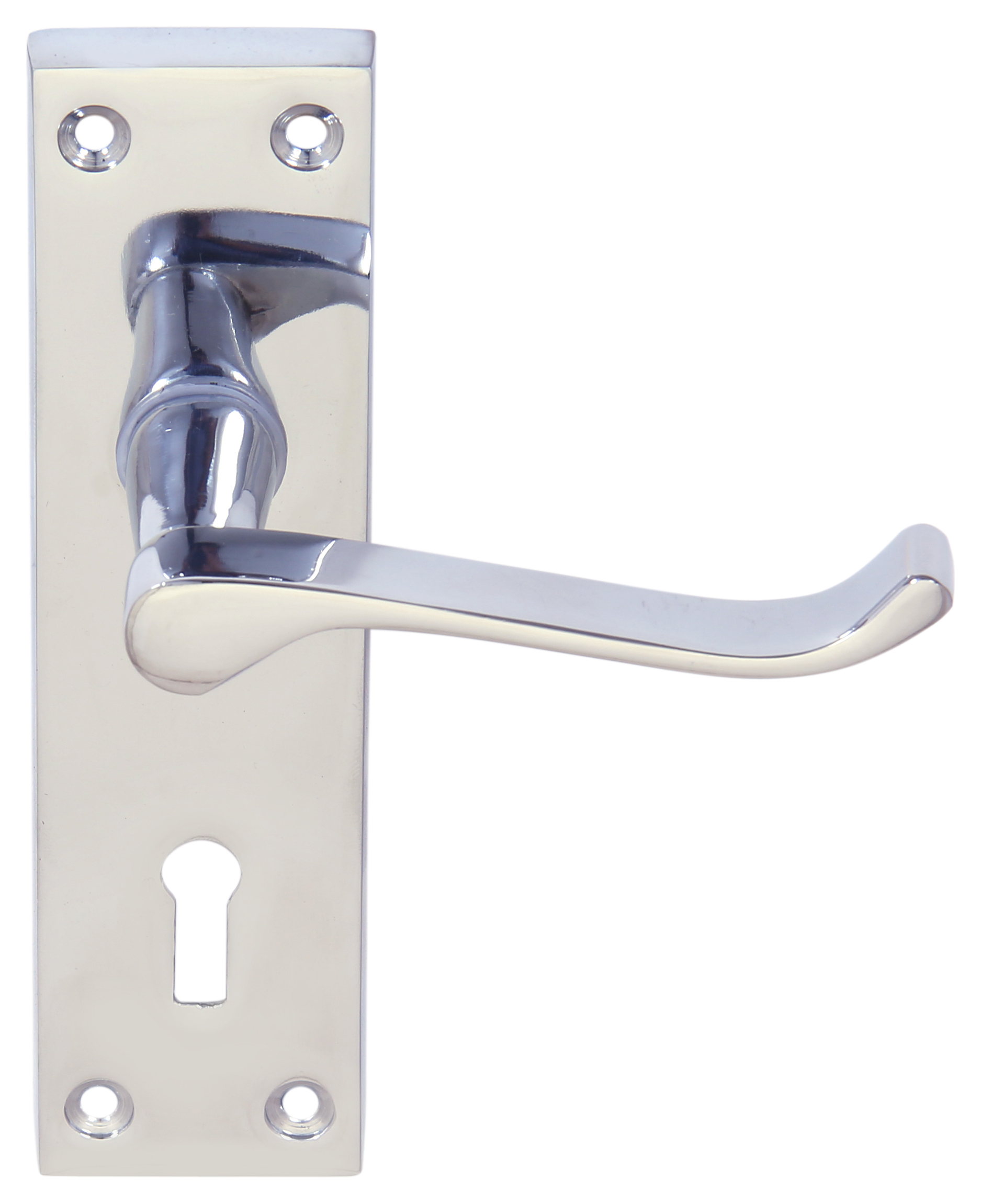 Victorian Scroll Chrome Lock Door Handle - 1 Pair