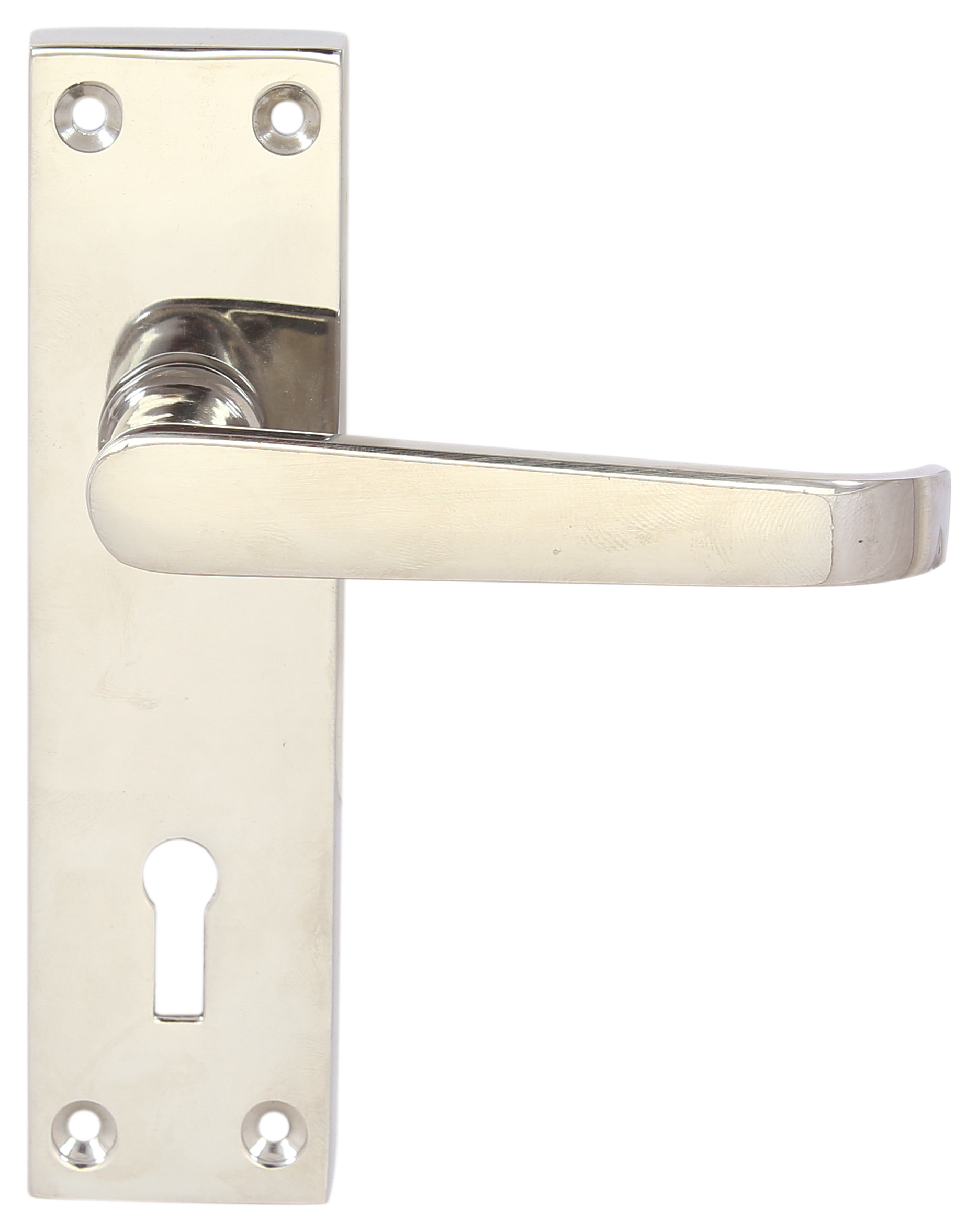 Victorian Straight Chrome Lock Door Handle - 1 Pair