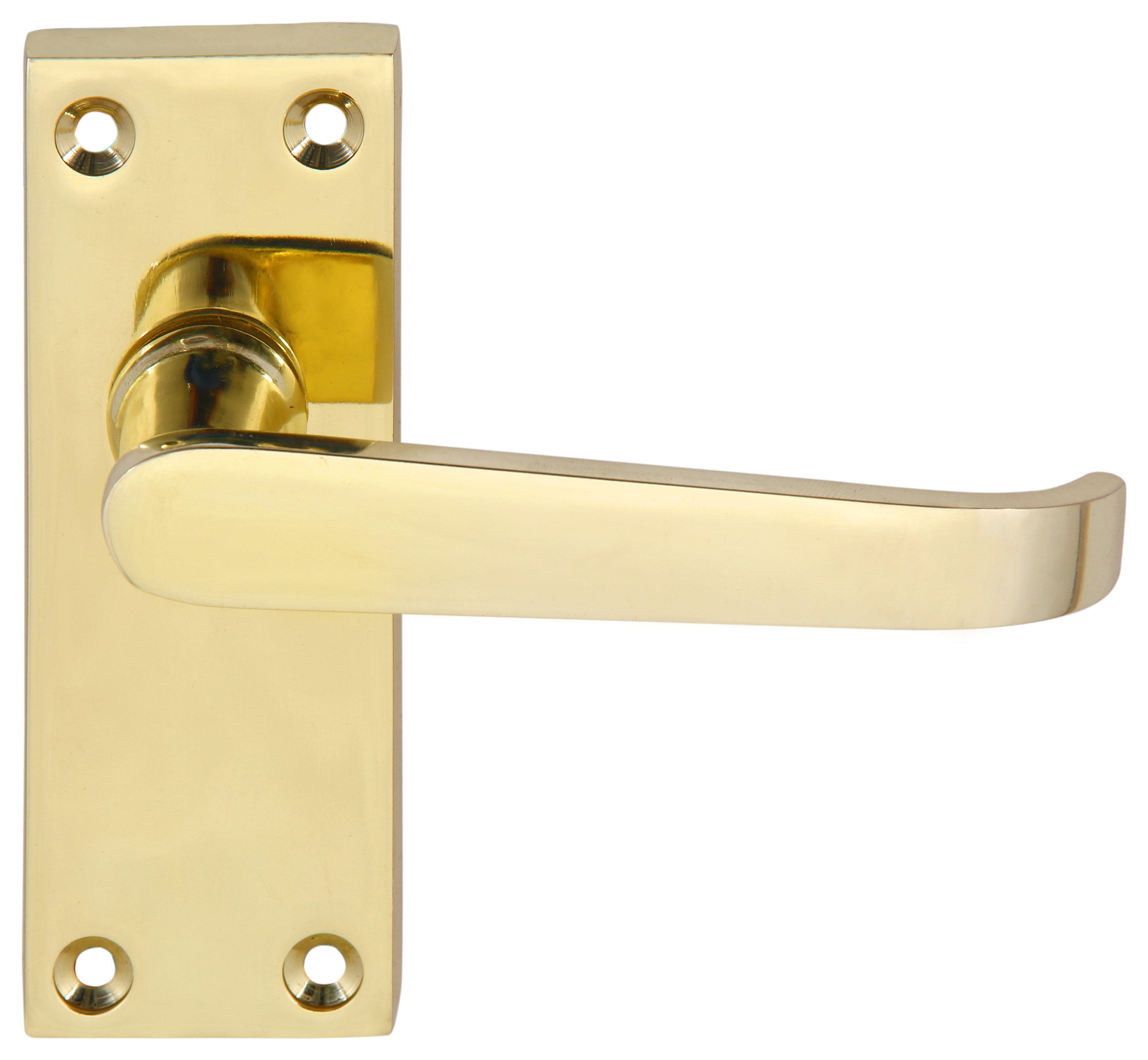 Victorian Straight Polished Brass Latch Door Handle - 1 Pair