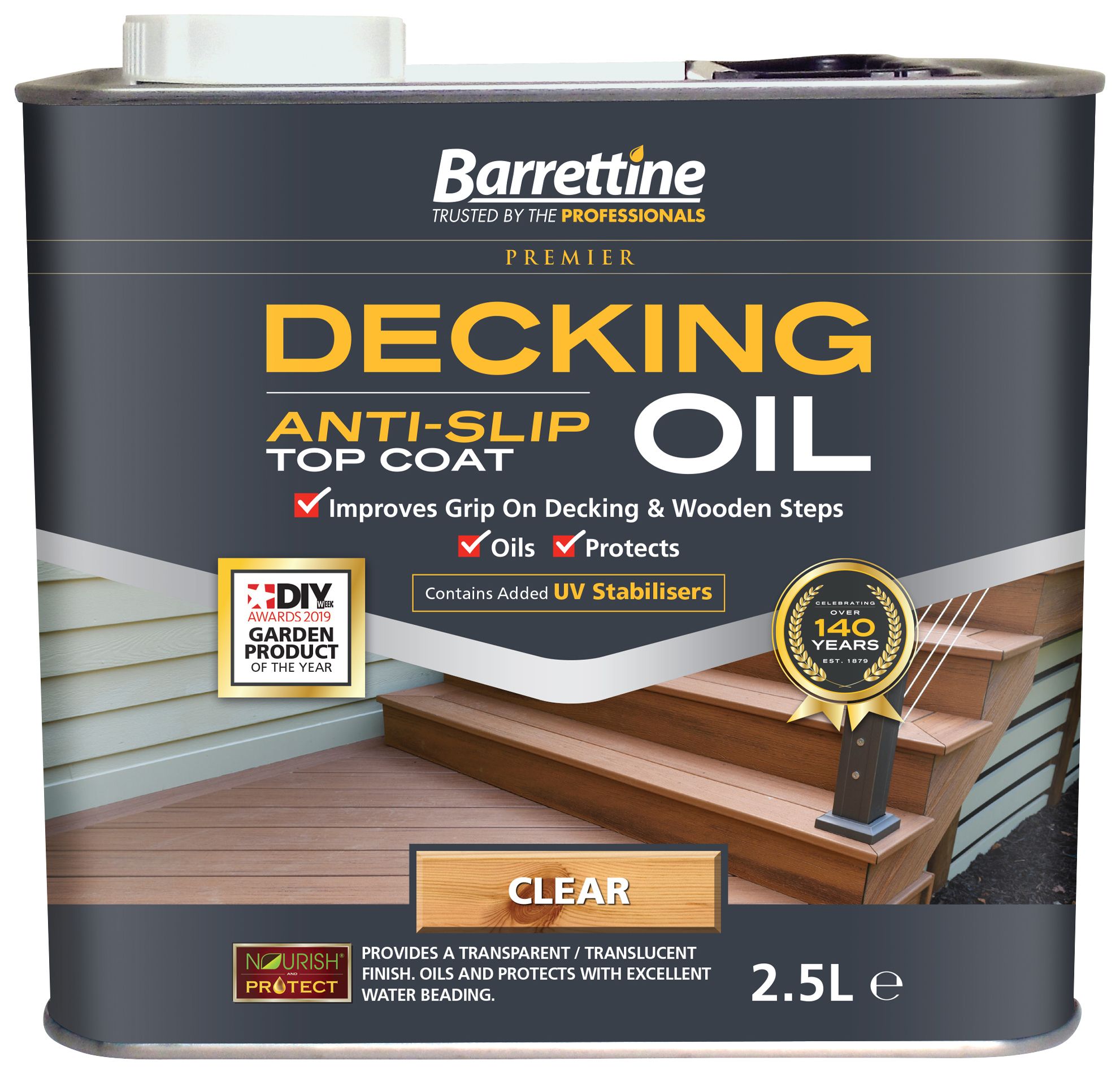 Barrettine Anti Slip Decking Oil - Clear - 2.5L