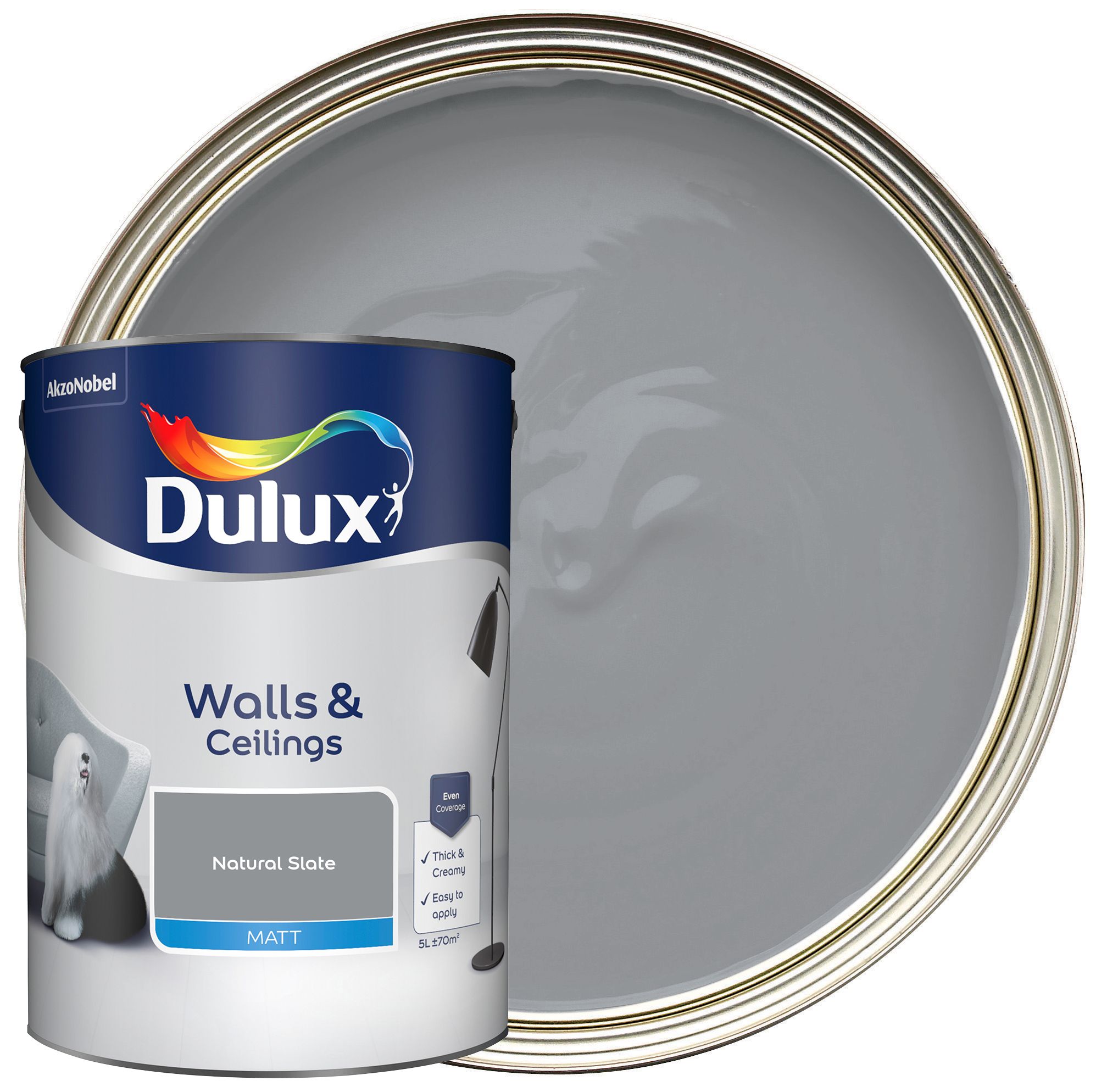 Dulux Matt Emulsion Paint - Natural Slate - 5L