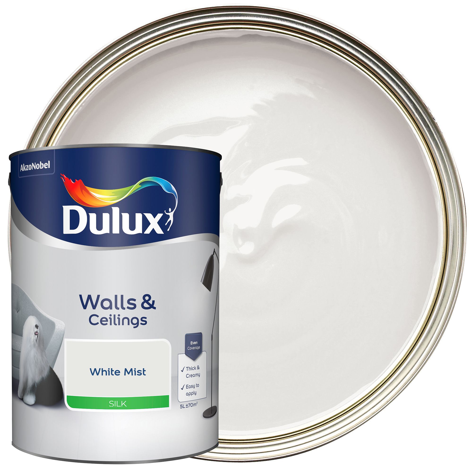 Dulux Silk Emulsion Paint - White Mist - 5L