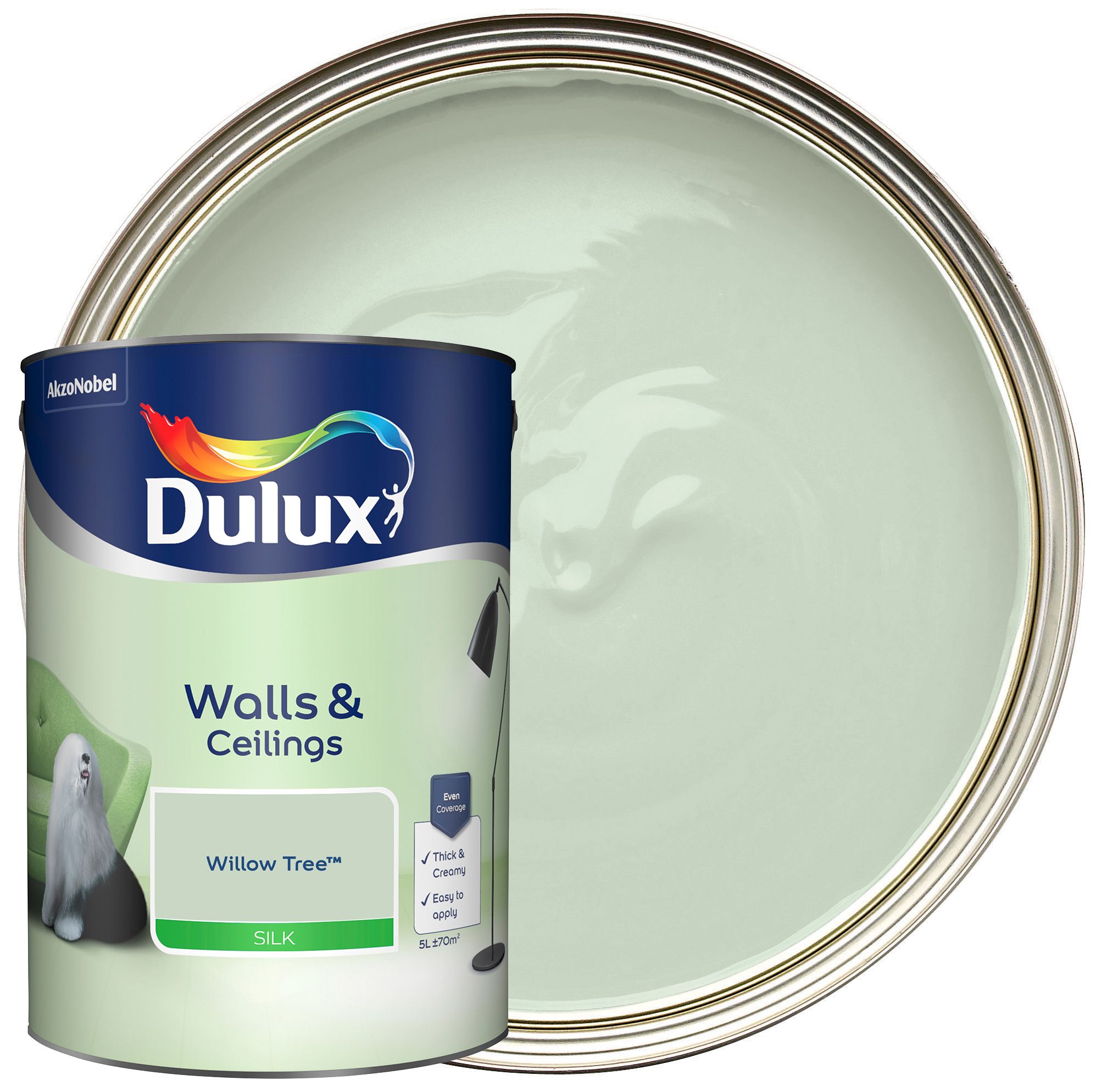 Dulux Silk Emulsion Paint - Willow Tree - 5L