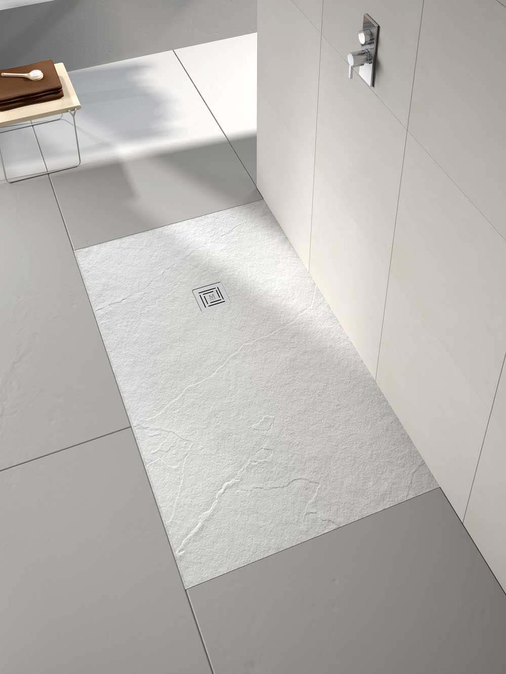 Nexa By Merlyn 30mm Rectangular Slate White Shower Tray - 1000 x 800mm