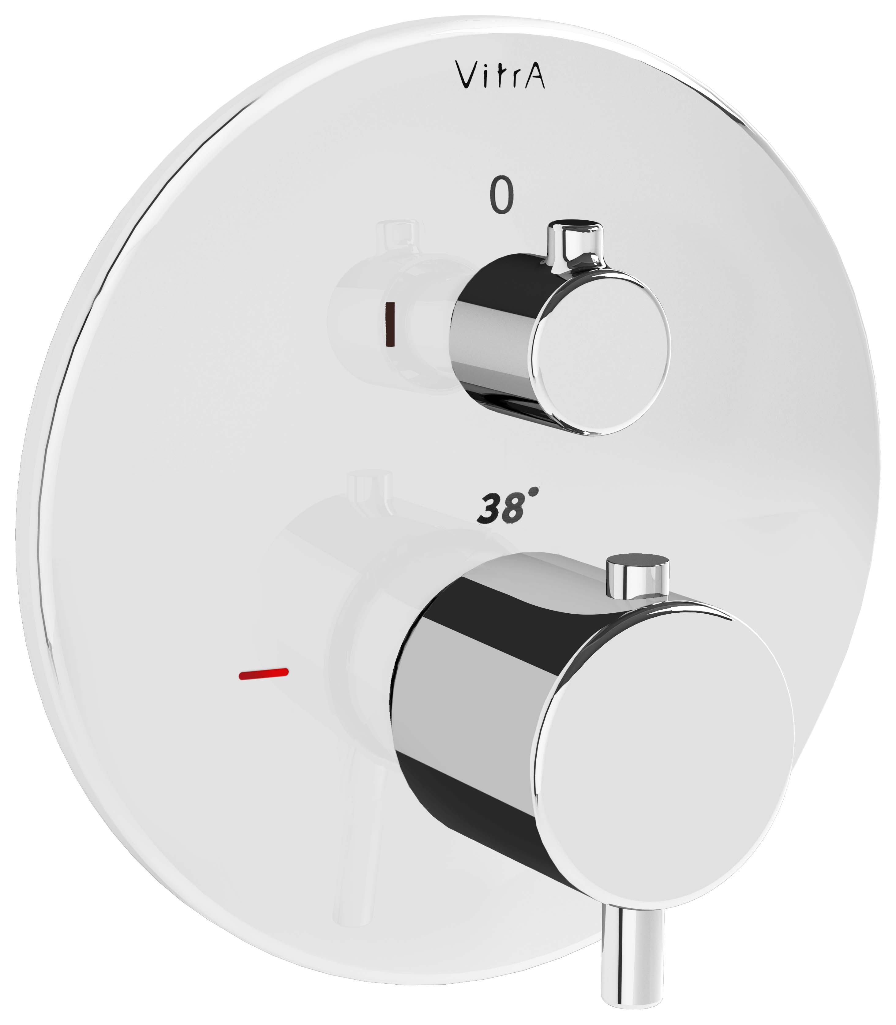 VitrA Origin Round Built-In 1 Way Thermostatic Bath & Shower Mixer Valve - Chrome