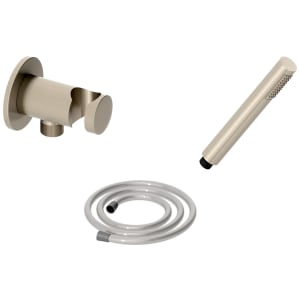 Hadleigh Shower Wall Outlet & Holder, 1.25m Hose & Handset Accessories Kit in Brushed Nickel