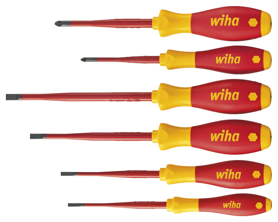 Wiha 25477 6 Piece VDE Electrical Soft Finish Screwdriver Set