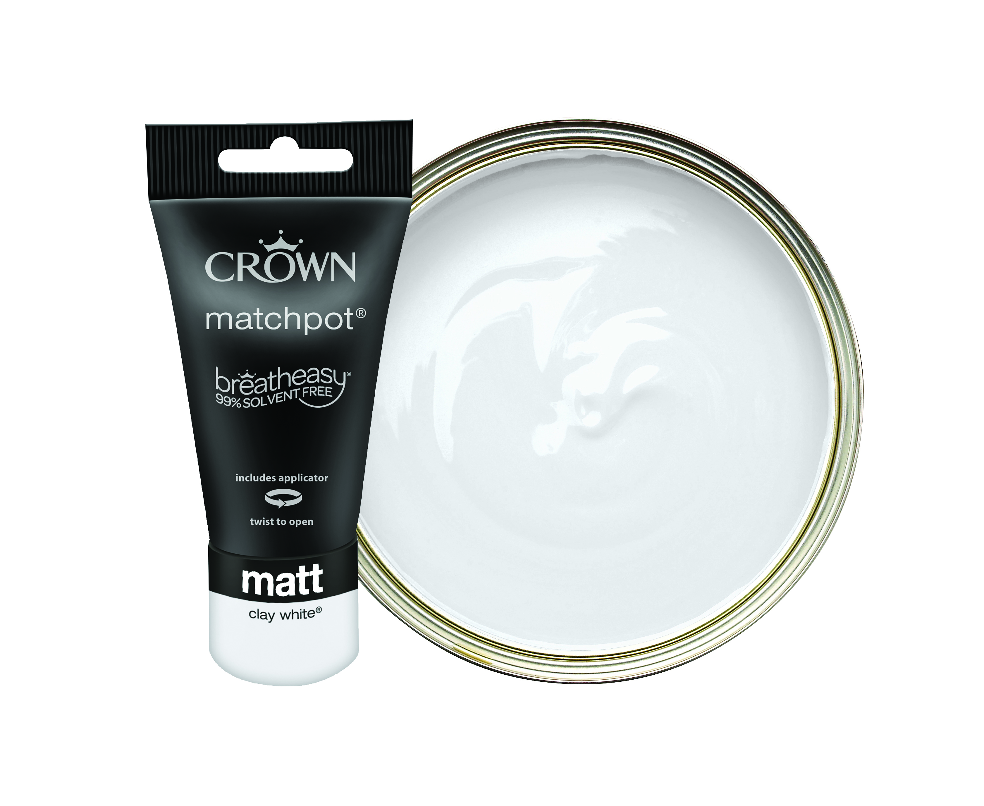 Crown Matt Emulsion Paint Tester Pot - Clay White - 40ml