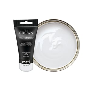 Crown Matt Emulsion Paint Tester Pot - Clay White - 40ml