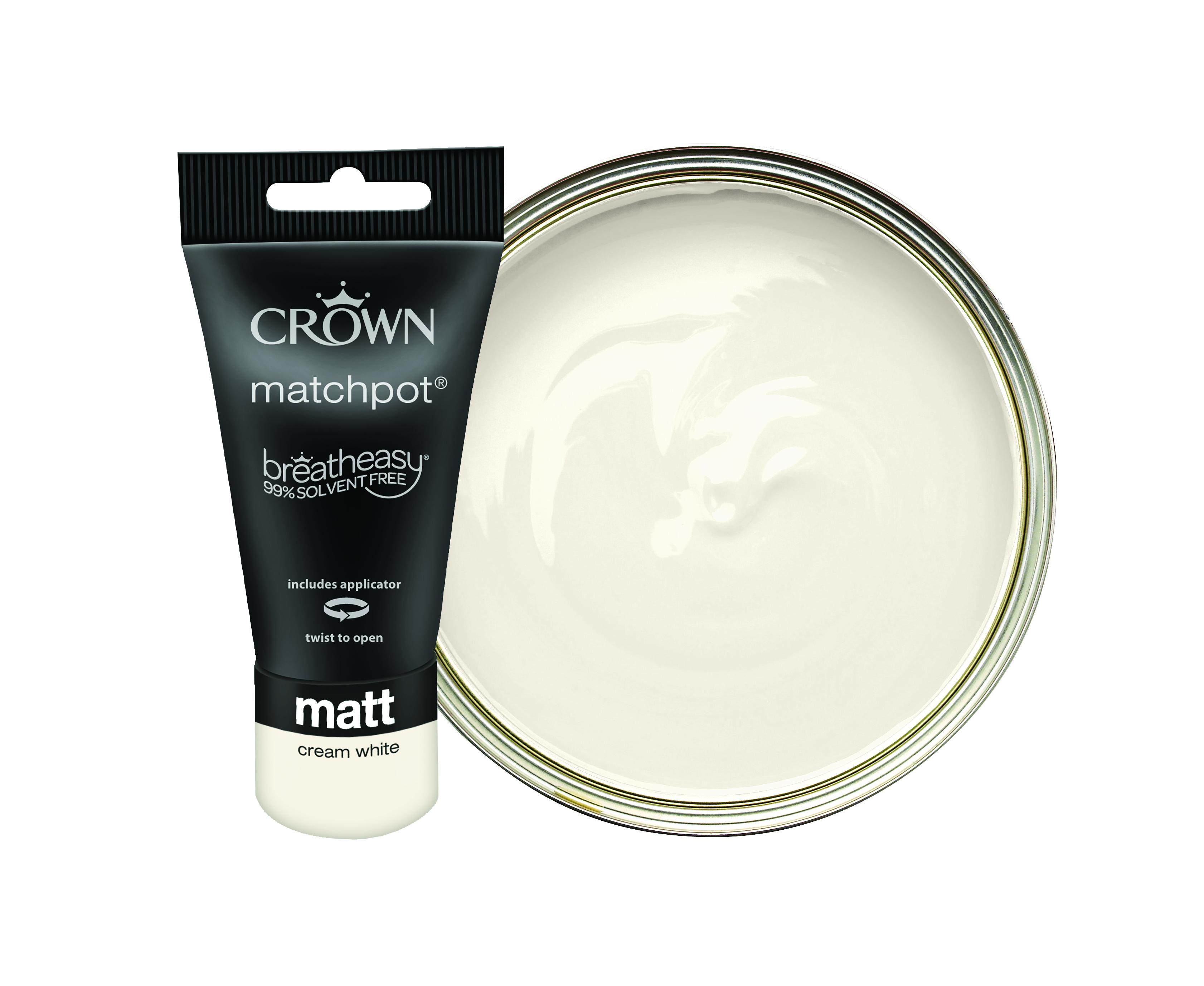 Crown Matt Emulsion Paint Tester Pot - Cream White - 40ml