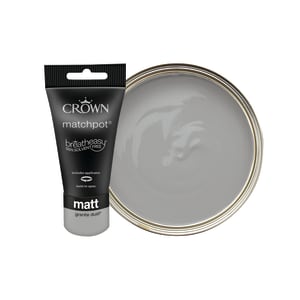 Crown Matt Emulsion Paint Tester Pot - Granite Dust - 40ml