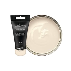 Crown Matt Emulsion Paint Tester Pot - Ivory Cream - 40ml