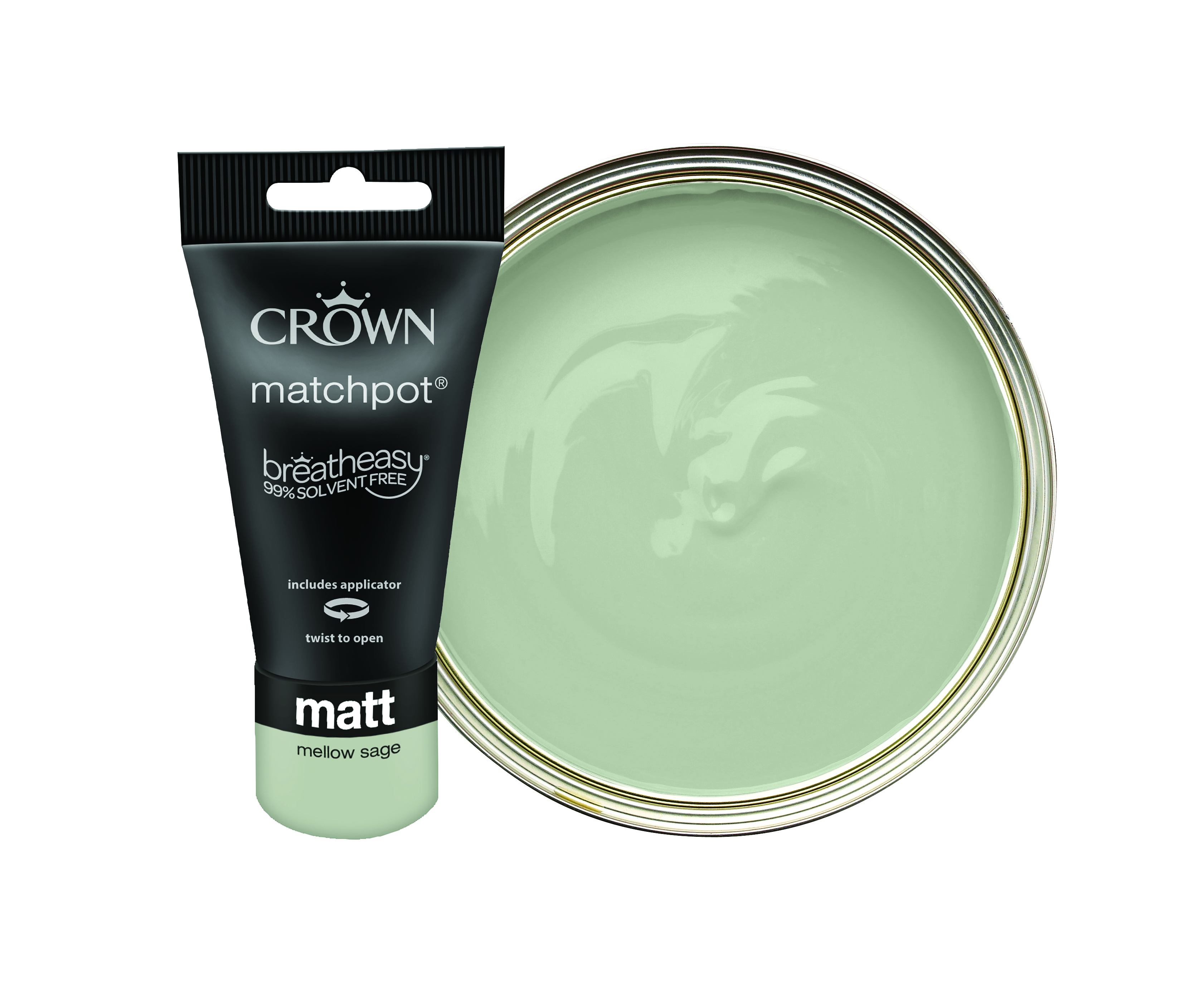 Crown Matt Emulsion Paint Tester Pot - Mellow Sage - 40ml