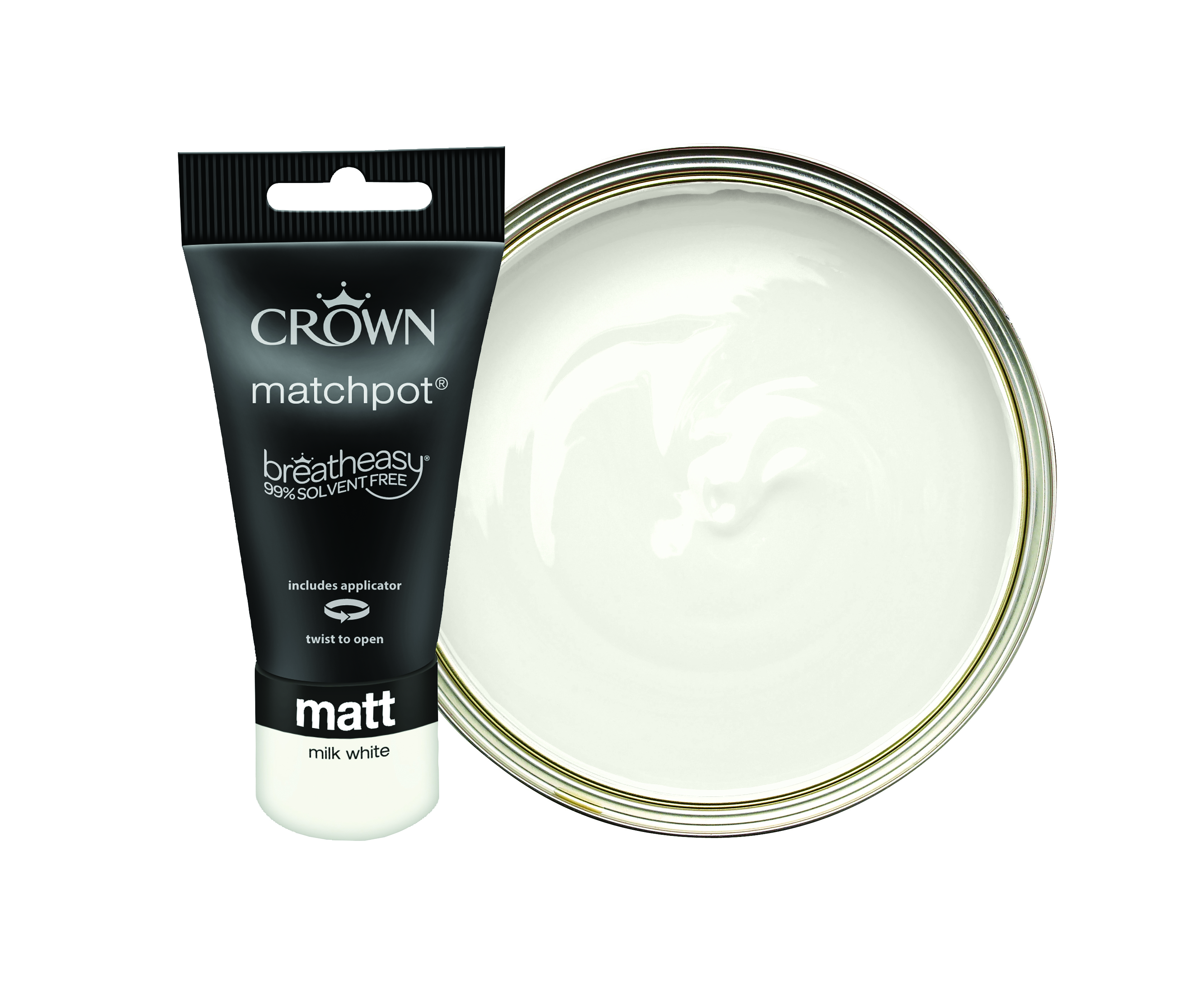 Crown Matt Emulsion Paint Tester Pot - Milk White - 40ml