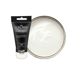 Crown Matt Emulsion Paint Tester Pot - Milk White - 40ml
