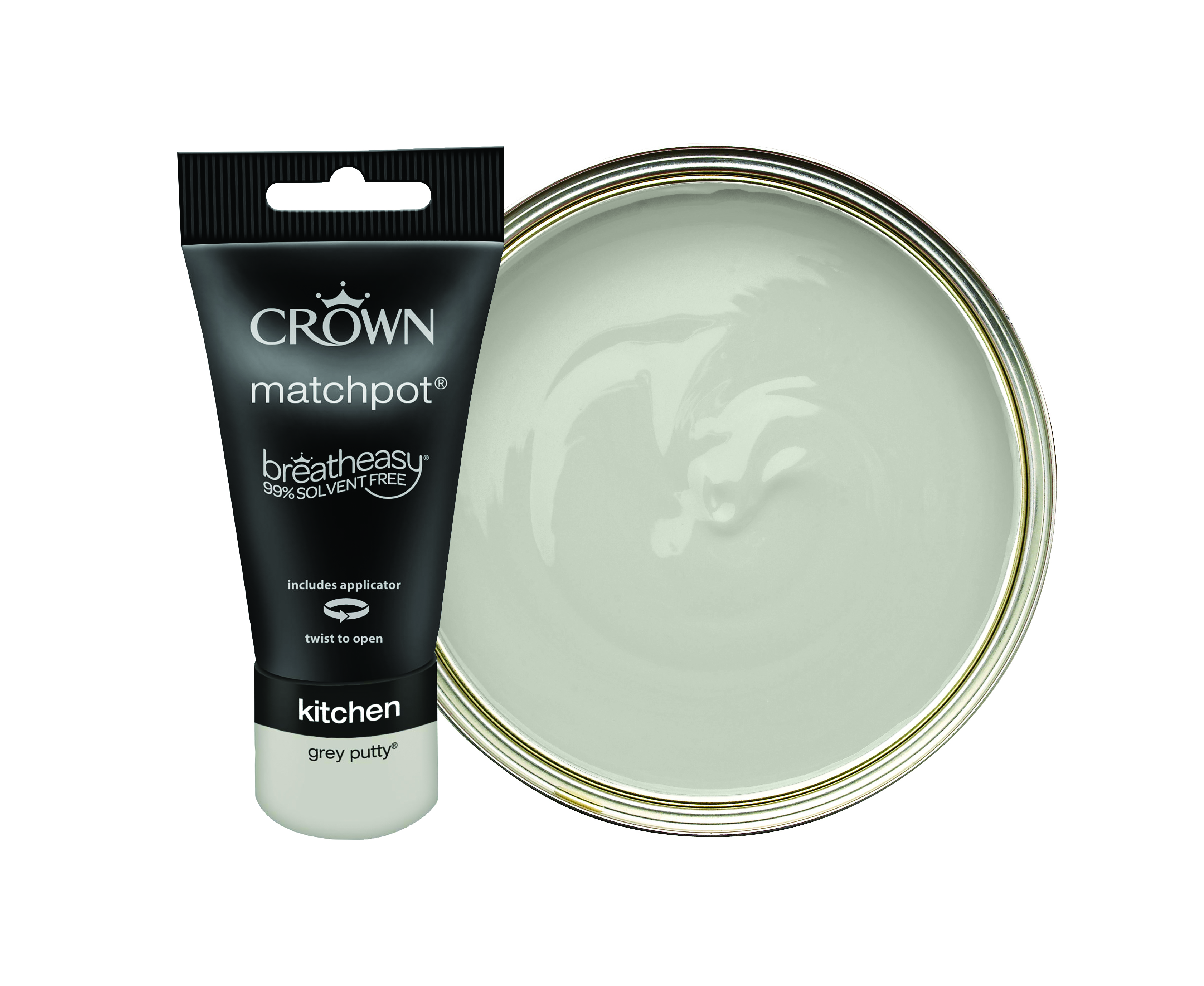 Crown Easyclean Matt Emulsion Kitchen Paint Tester Pot - Grey Putty - 40ml