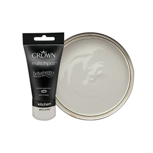 Crown Easyclean Matt Emulsion Kitchen Paint Tester Pot - Grey Putty - 40ml