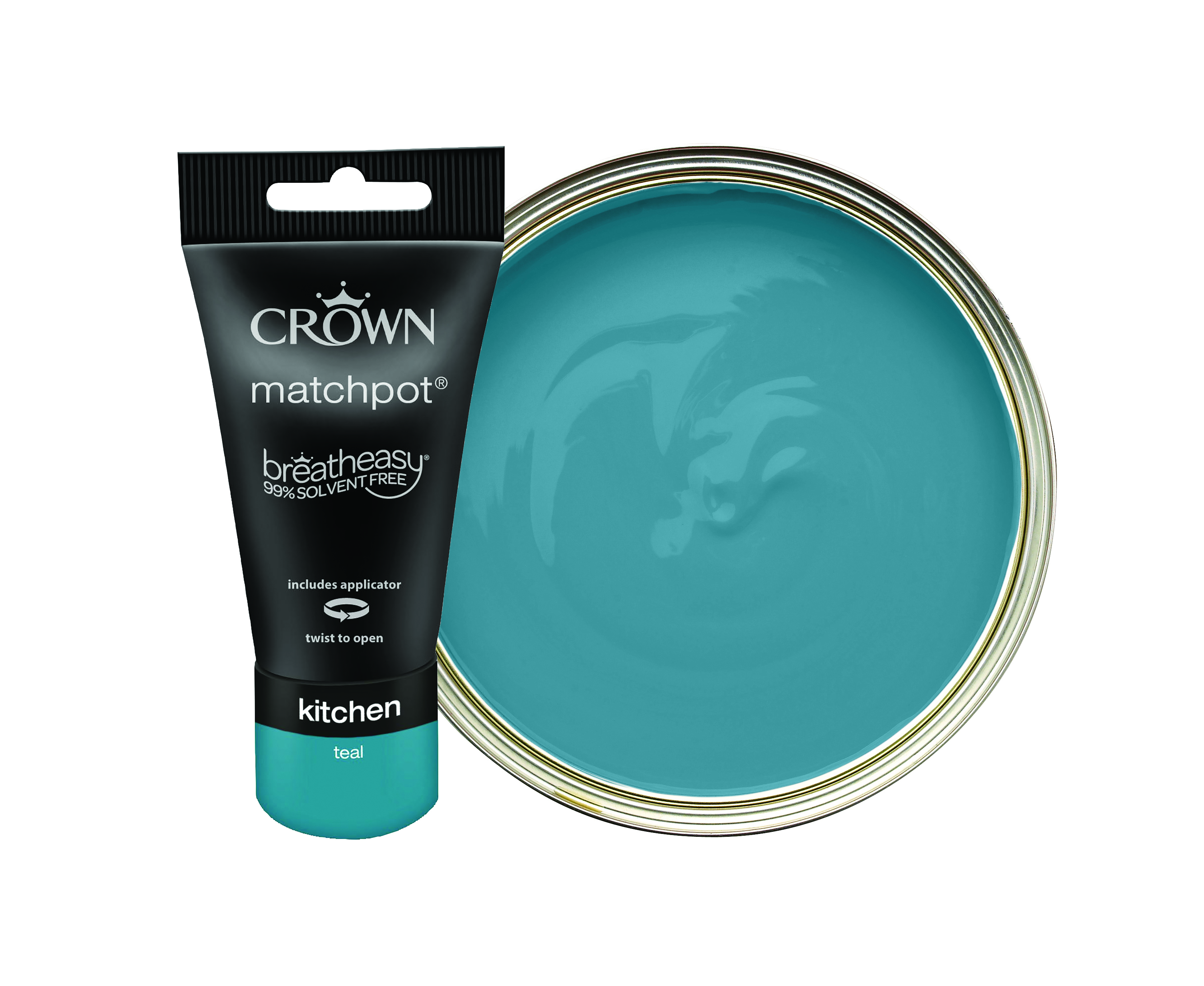 Crown Easyclean Matt Emulsion Kitchen Paint Tester Pot - Teal - 40ml