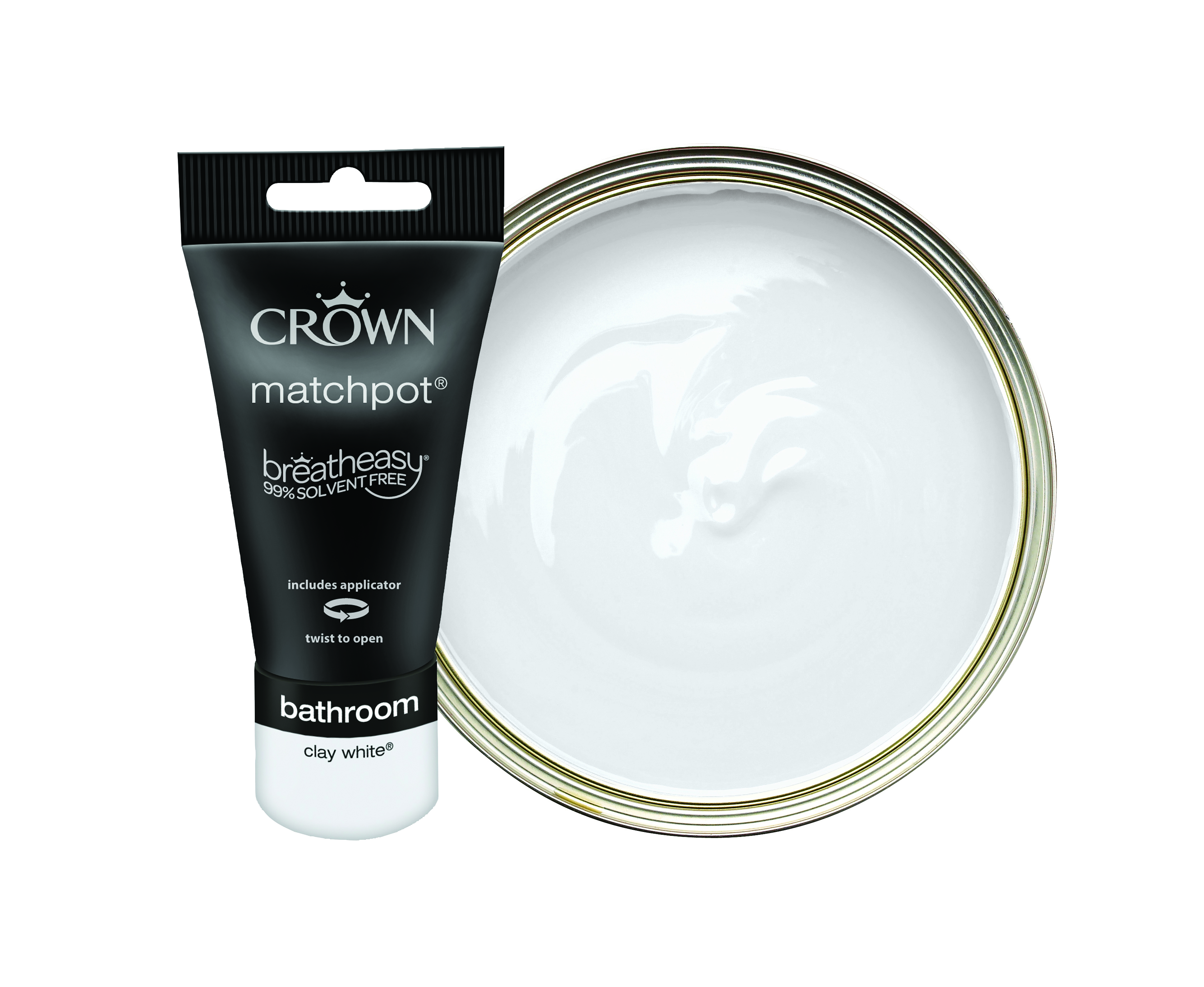 Crown Easyclean Midsheen Emulsion Bathroom Paint Tester Pot - Clay White - 40ml