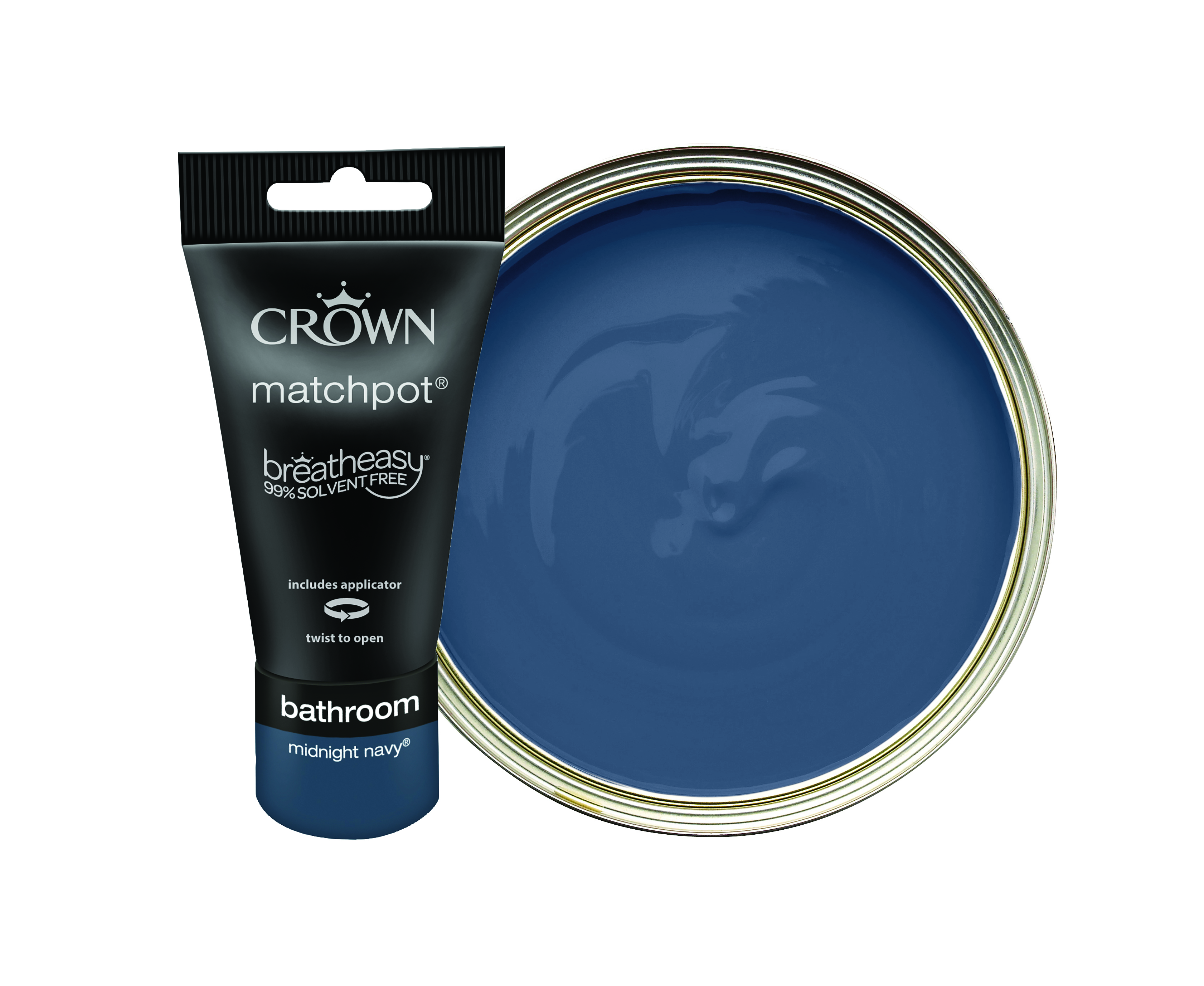 Crown Easyclean Midsheen Emulsion Bathroom Paint Tester Pot - Midnight Navy - 40ml
