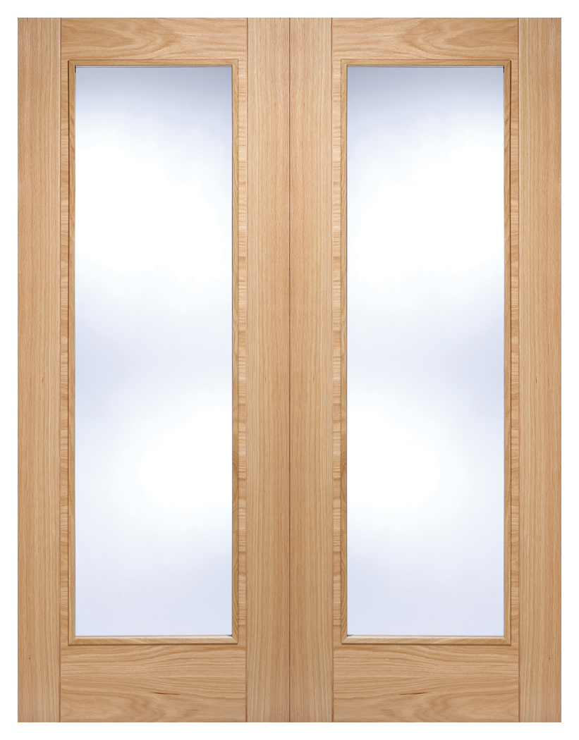 LPD Internal Vancouver Pair Clear Glazed Pre-Finished Oak Door - 1981mm