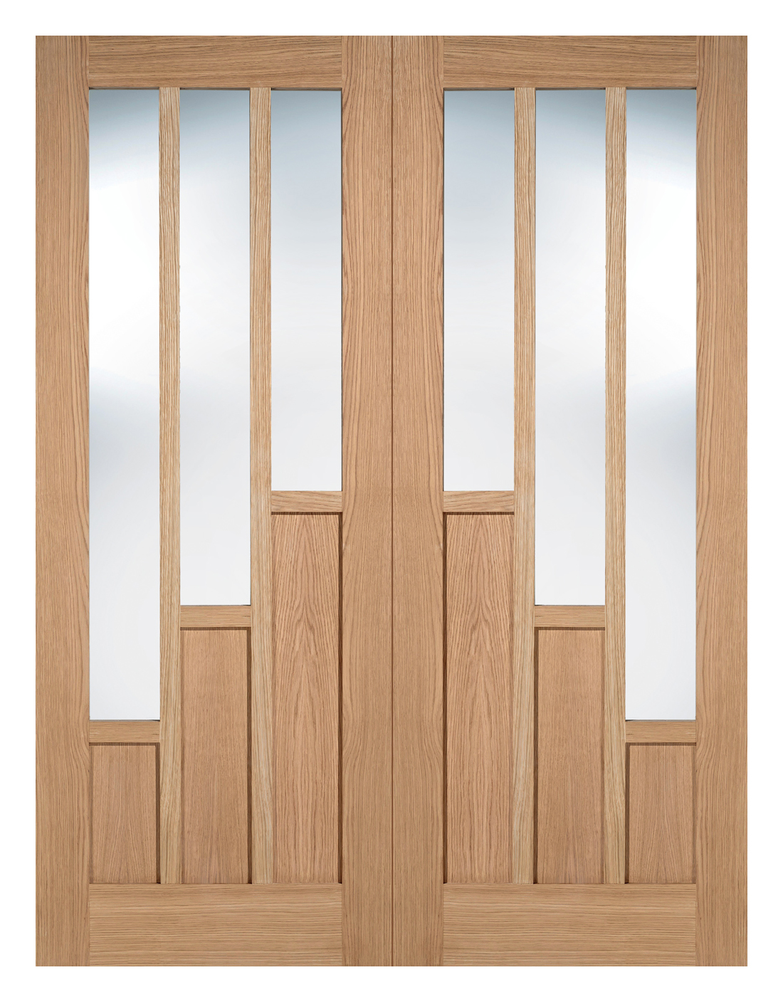 LPD Internal Coventry Pair Clear Glazed Pre-Finished Oak Door - 1981mm