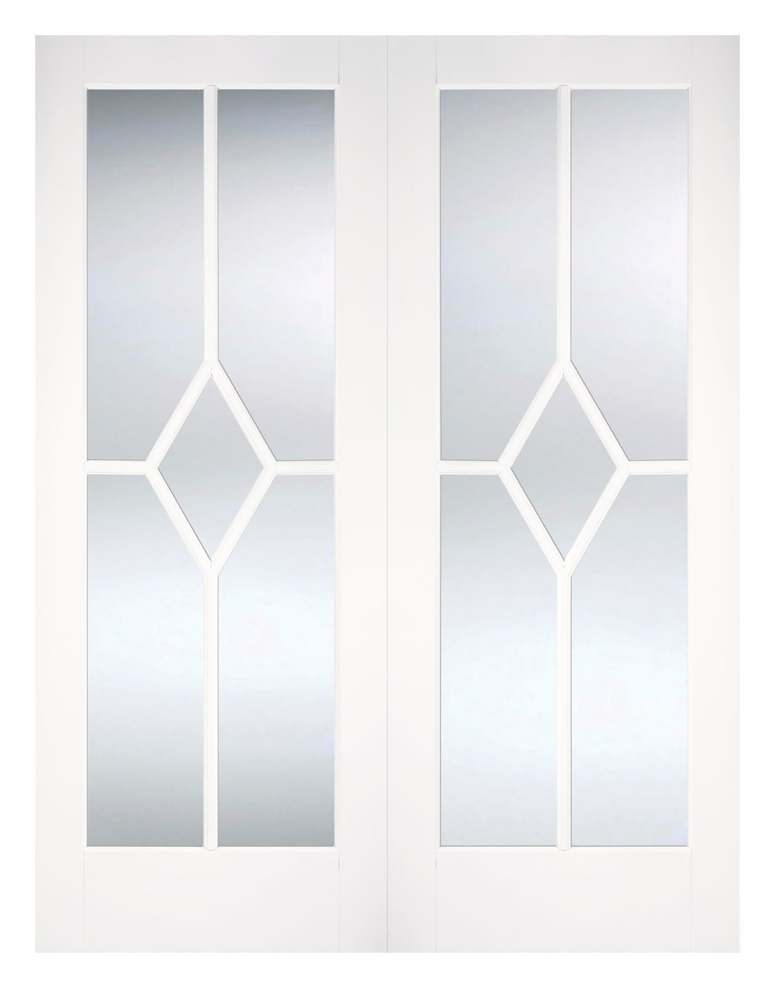 LPD Internal Reims Pair Clear Glazed Primed White Door - 1981mm
