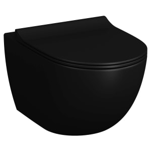Vitra Sento Easy Clean Wall Hung Toilet Pan & Soft Close Slim Seat - Matt Black