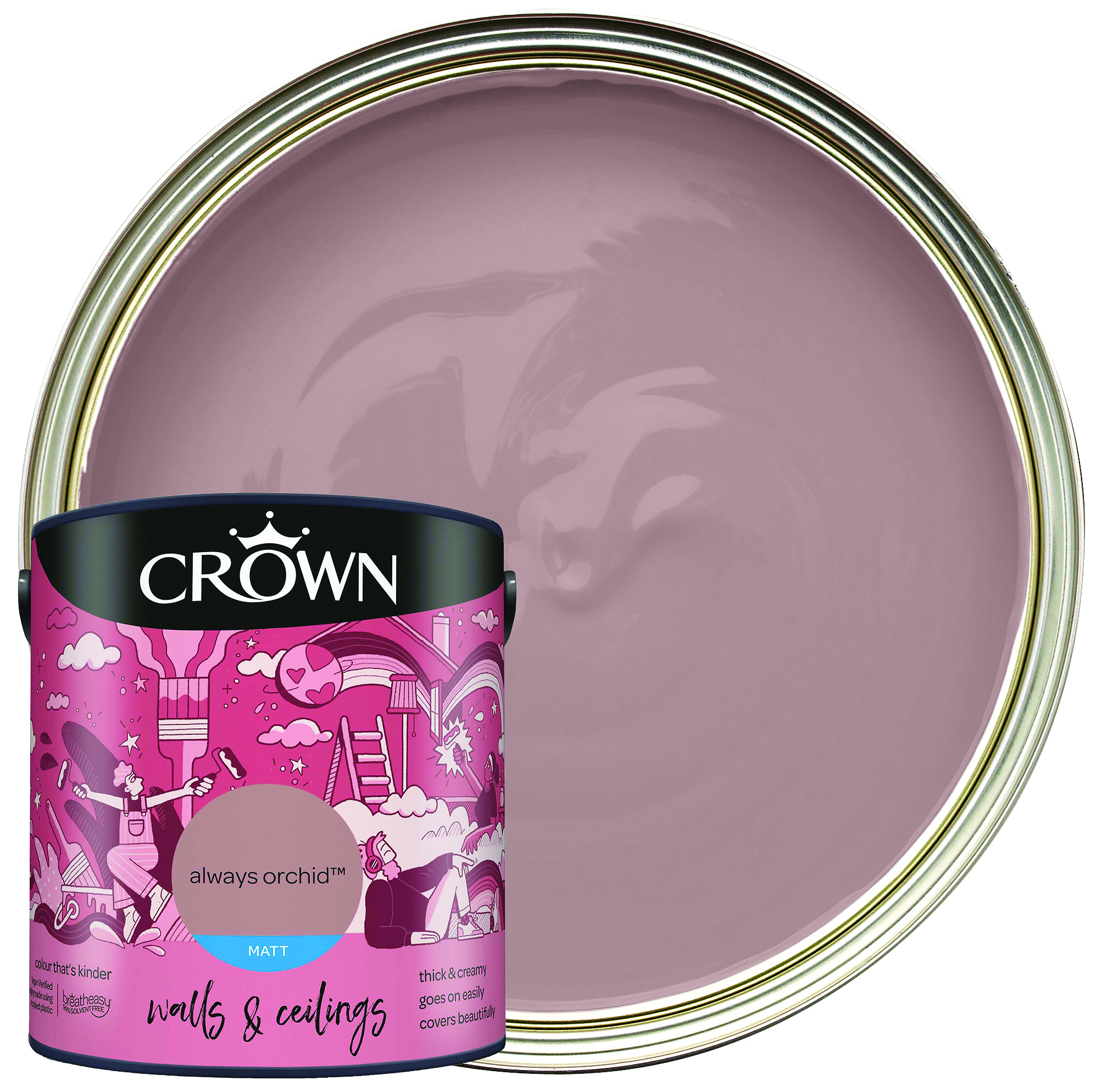 Crown Matt Emulsion Paint - Always Orchid - 2.5L