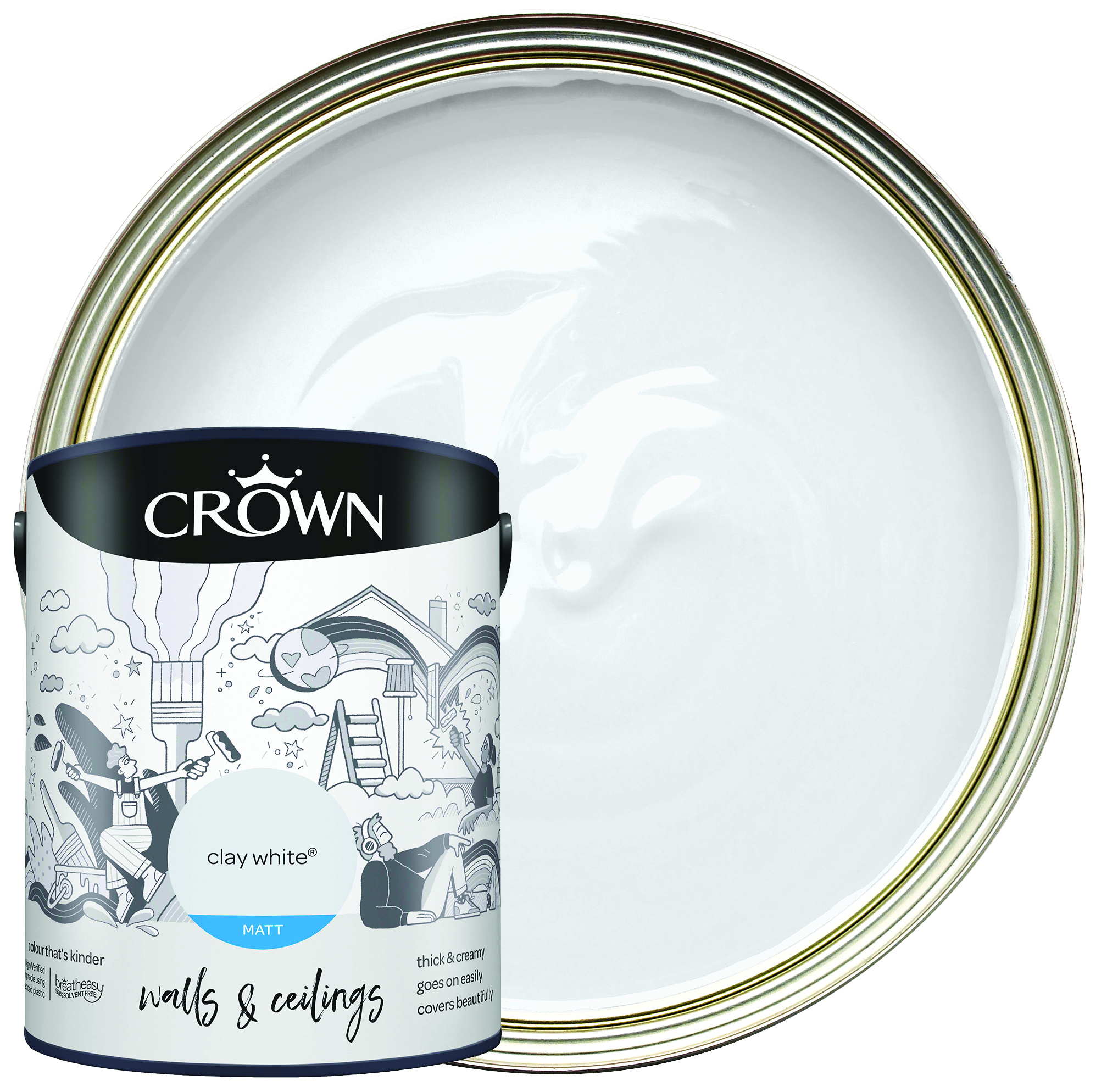 Crown Matt Emulsion Paint - Clay White - 5L