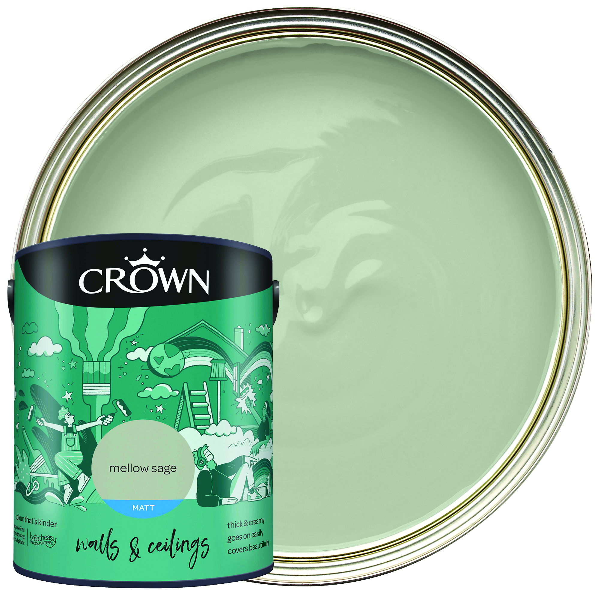 Crown Matt Emulsion Paint - Mellow Sage - 5L