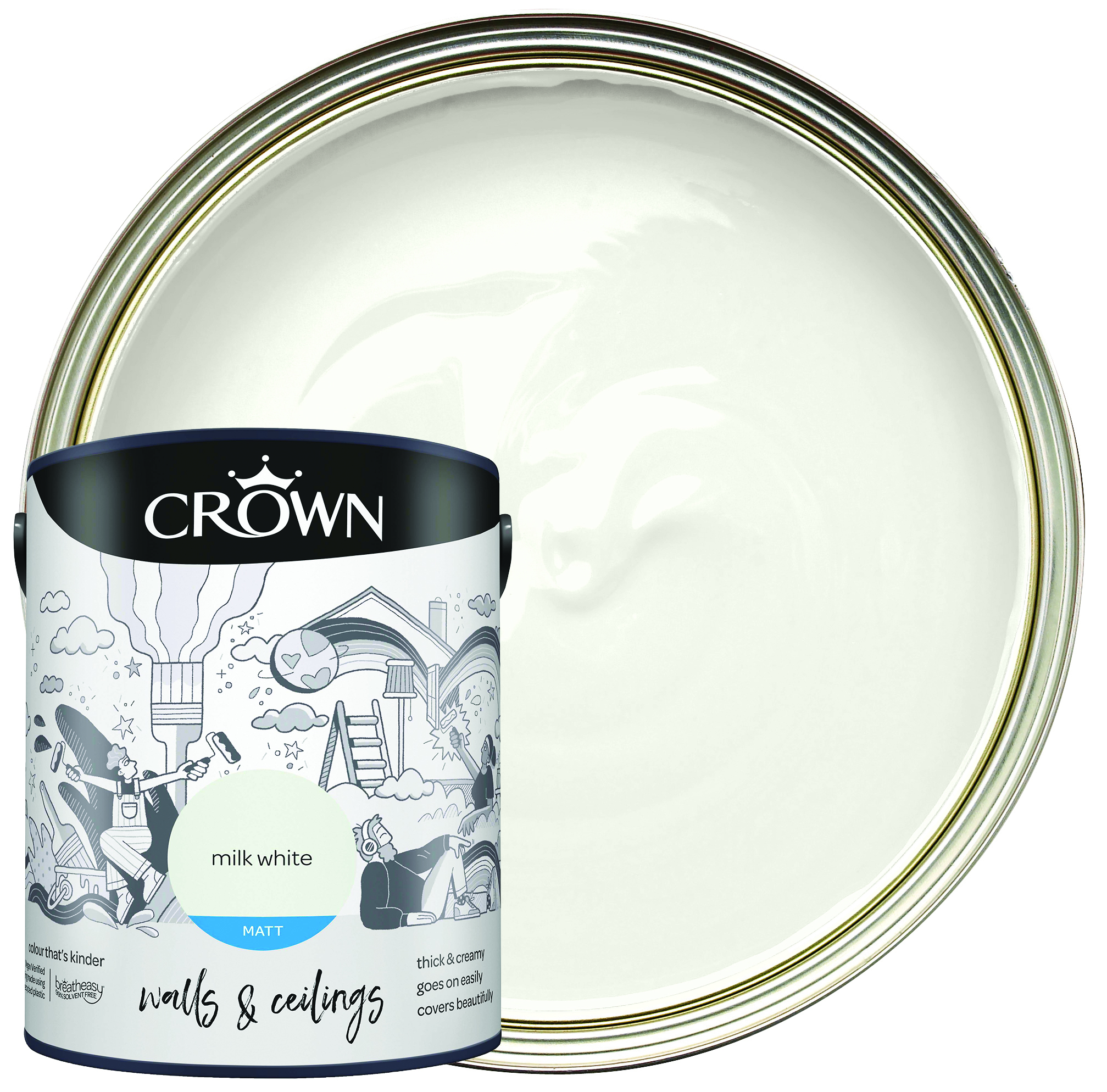 Crown Matt Emulsion Paint - Milk White - 5L